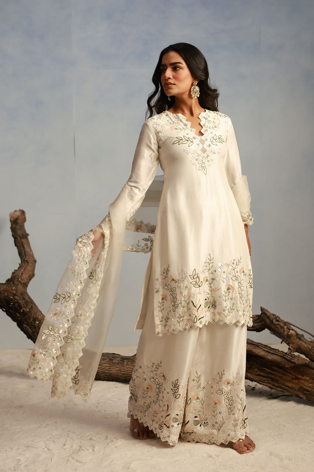 White Cutwork Embroidered Kurta Set