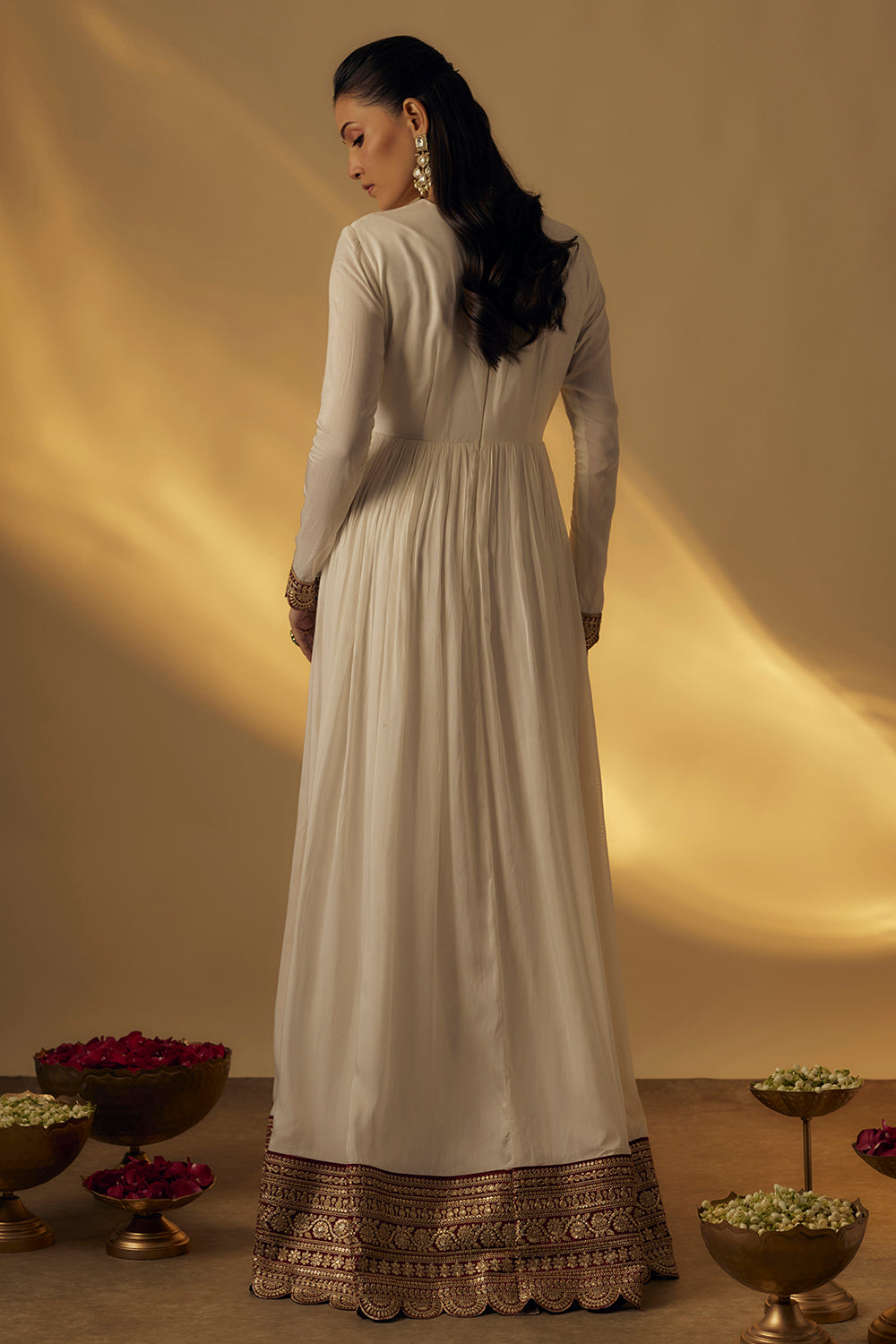 White Floor Length Anarkali Set