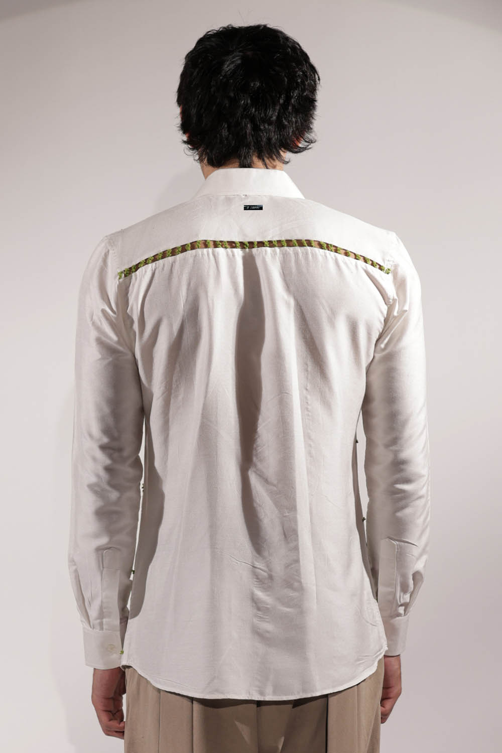 White Floral Embroidered Shirt