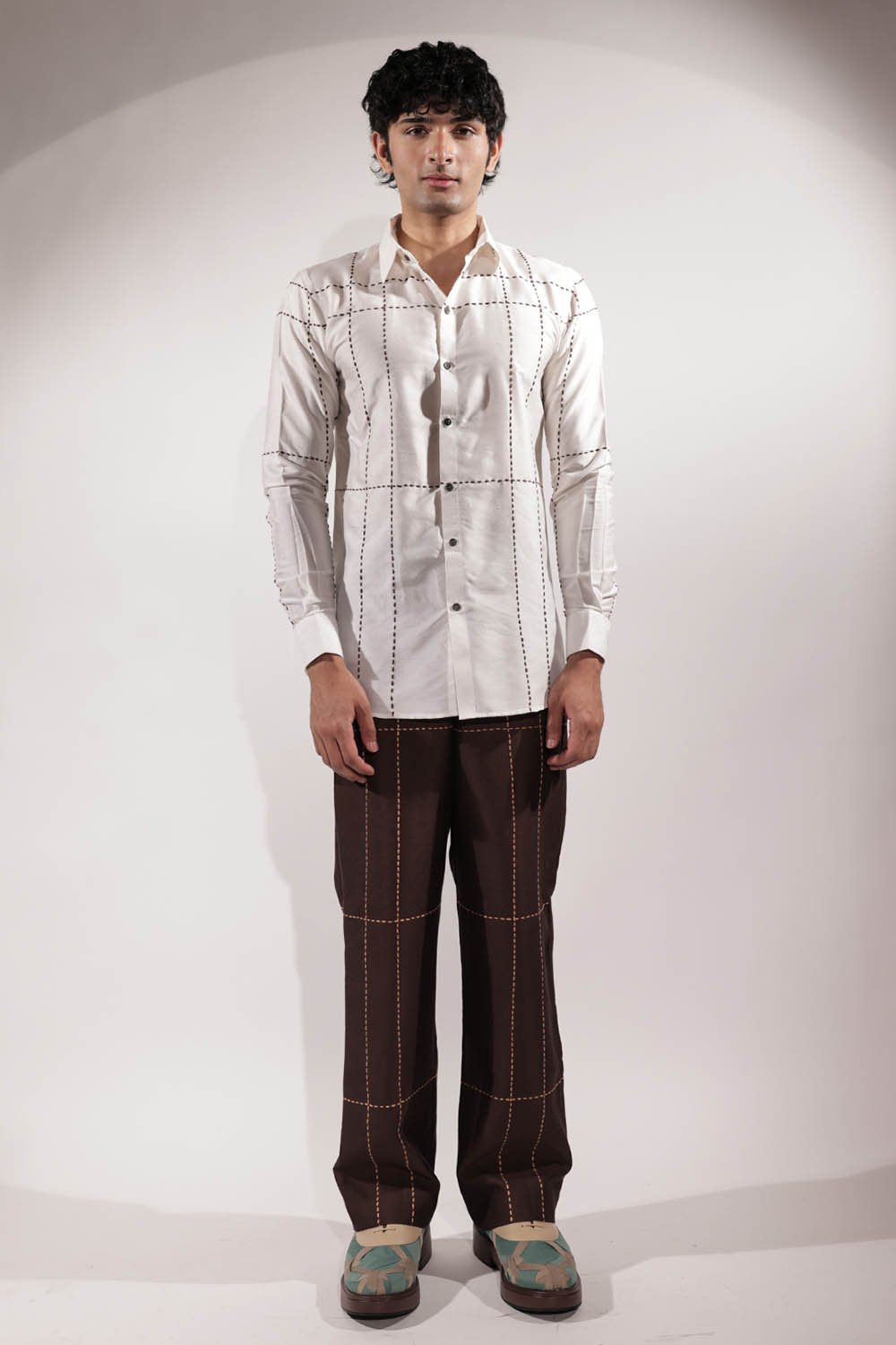 White Kantha Embroidered Shirt