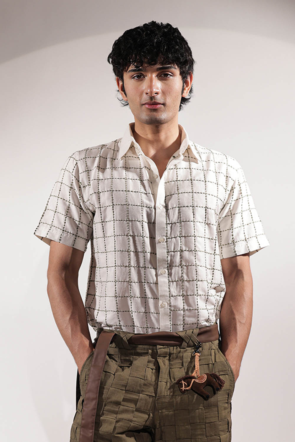 White Kantha Embroidered Shirt