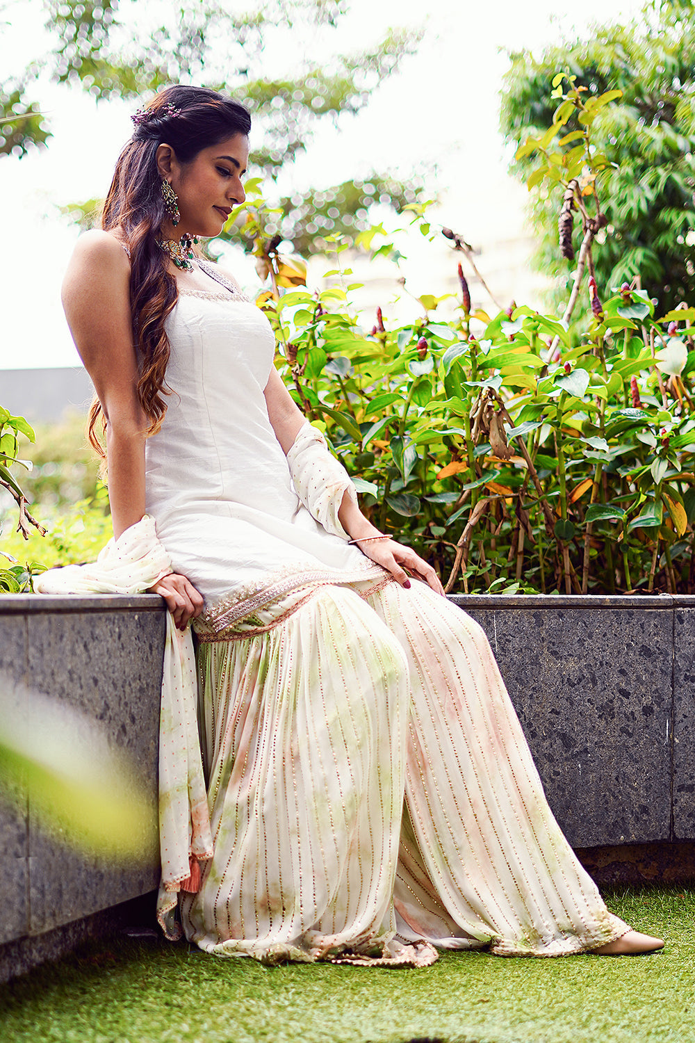 White Kurta Sharara Set