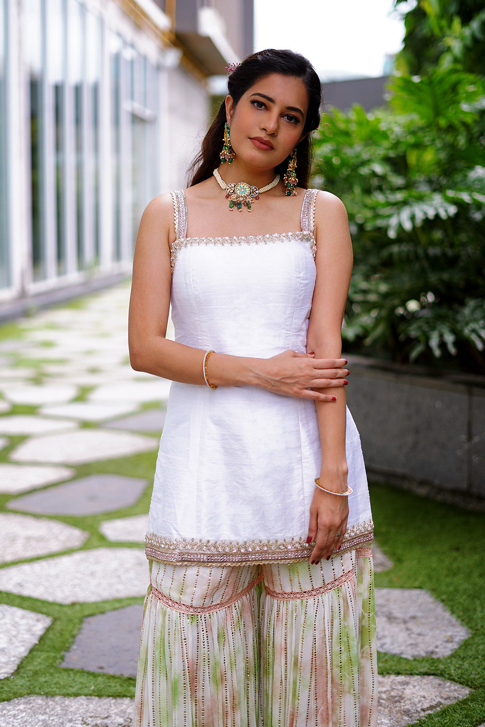 White Kurta Sharara Set