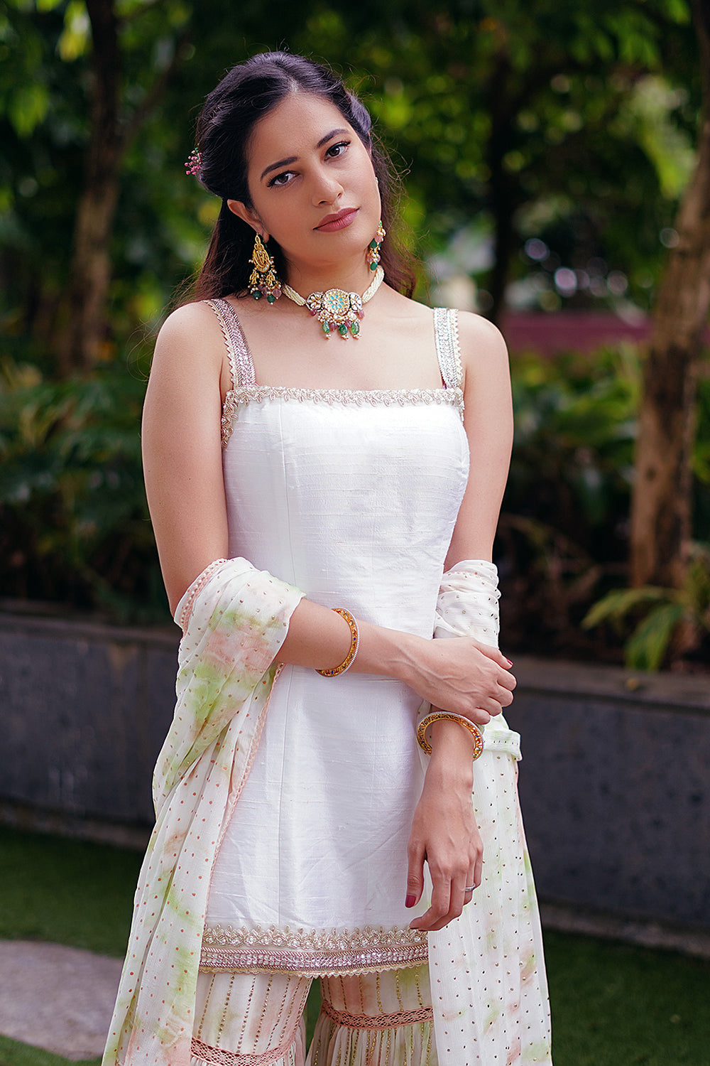 White Kurta Sharara Set