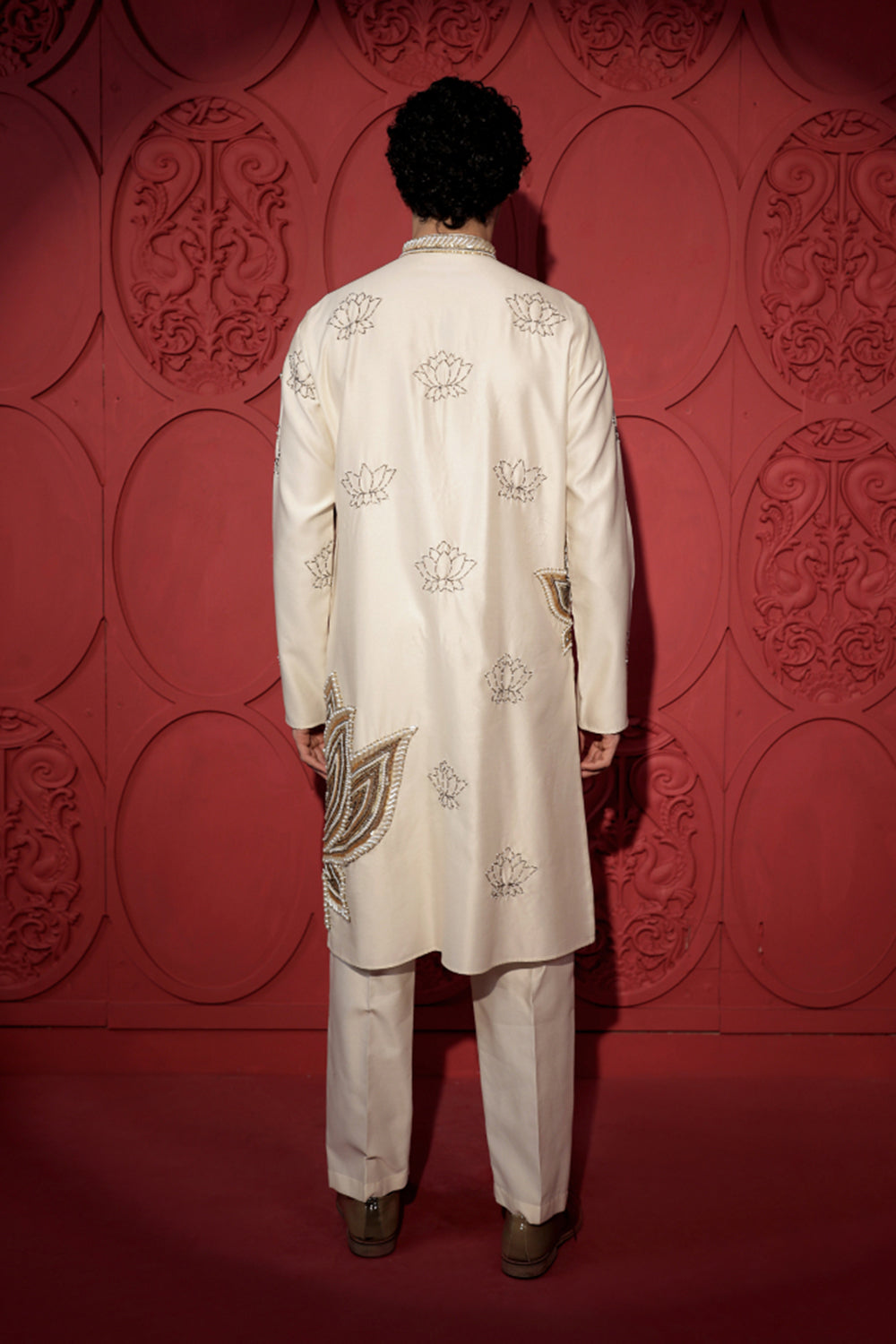 White Lotus Embroidered Kurta Set
