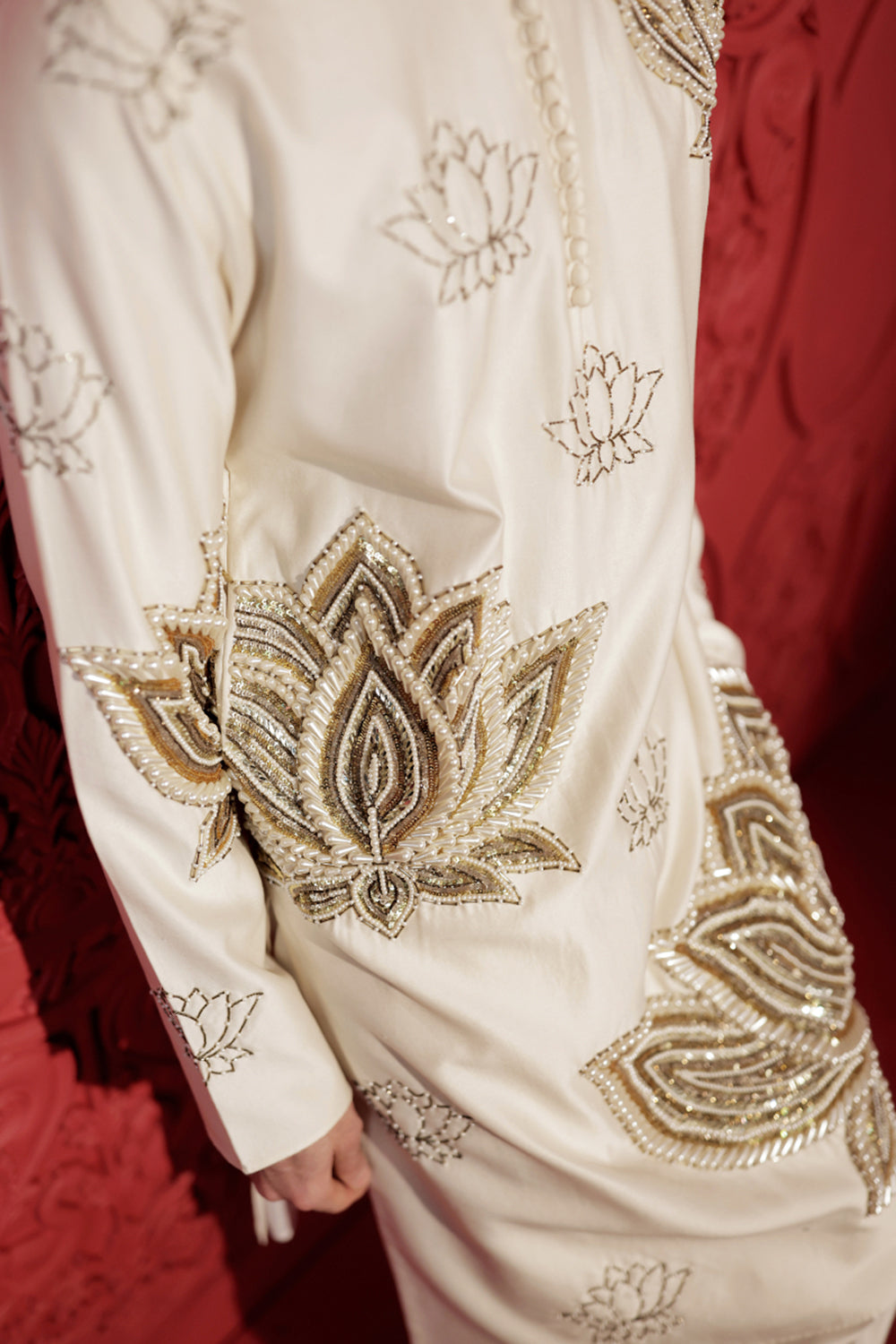 White Lotus Embroidered Kurta Set