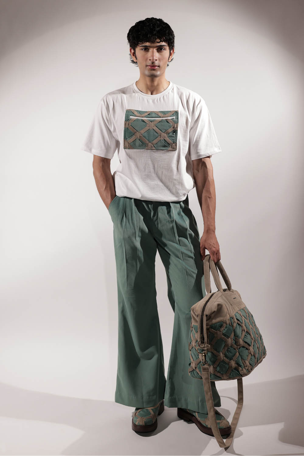 White Woven Pocket T-shirt