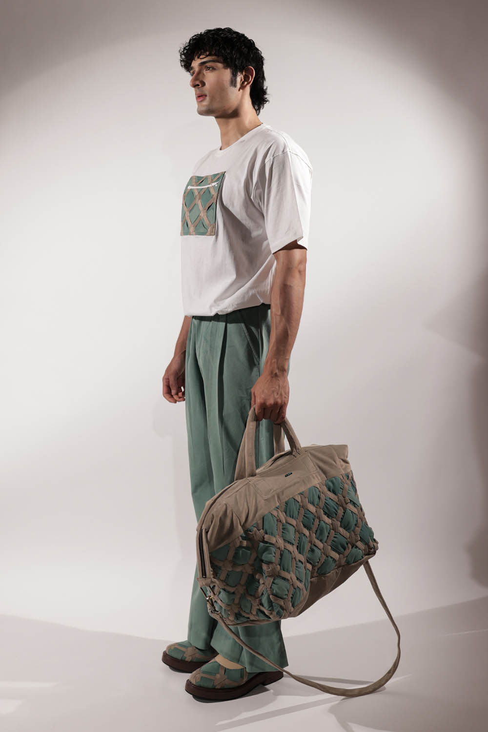 White Woven Pocket T-shirt