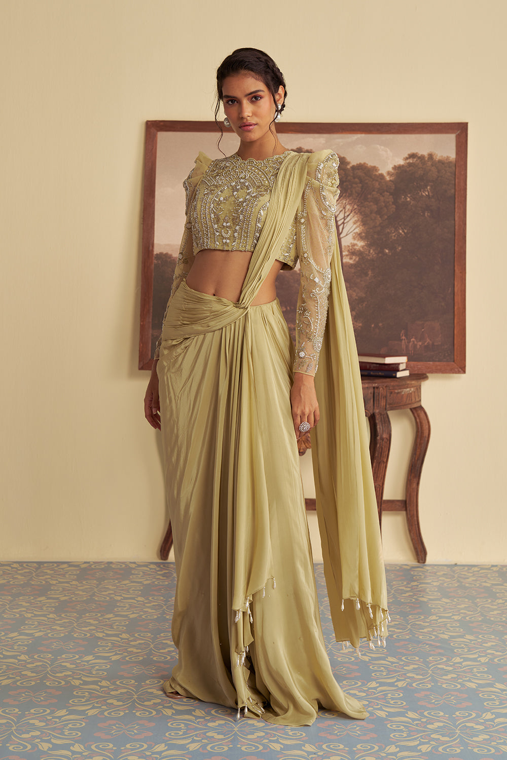 Willow whisper drape saree set
