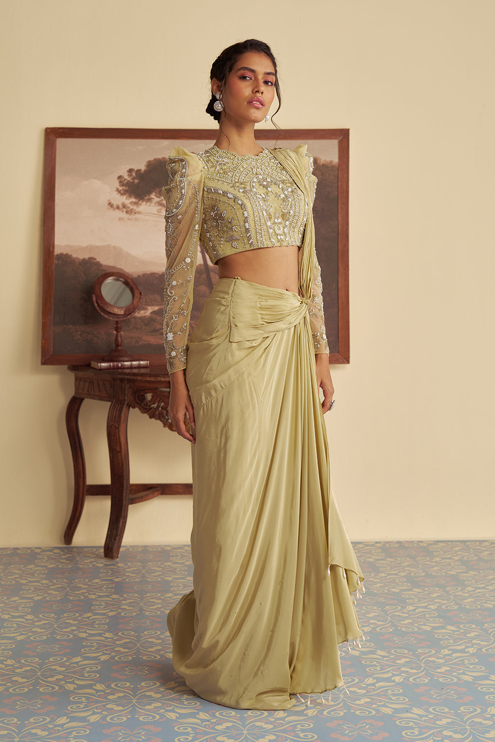 Willow whisper drape saree set