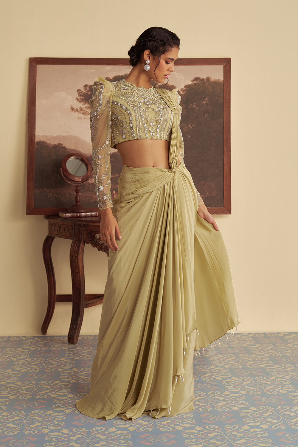 Willow whisper drape saree set