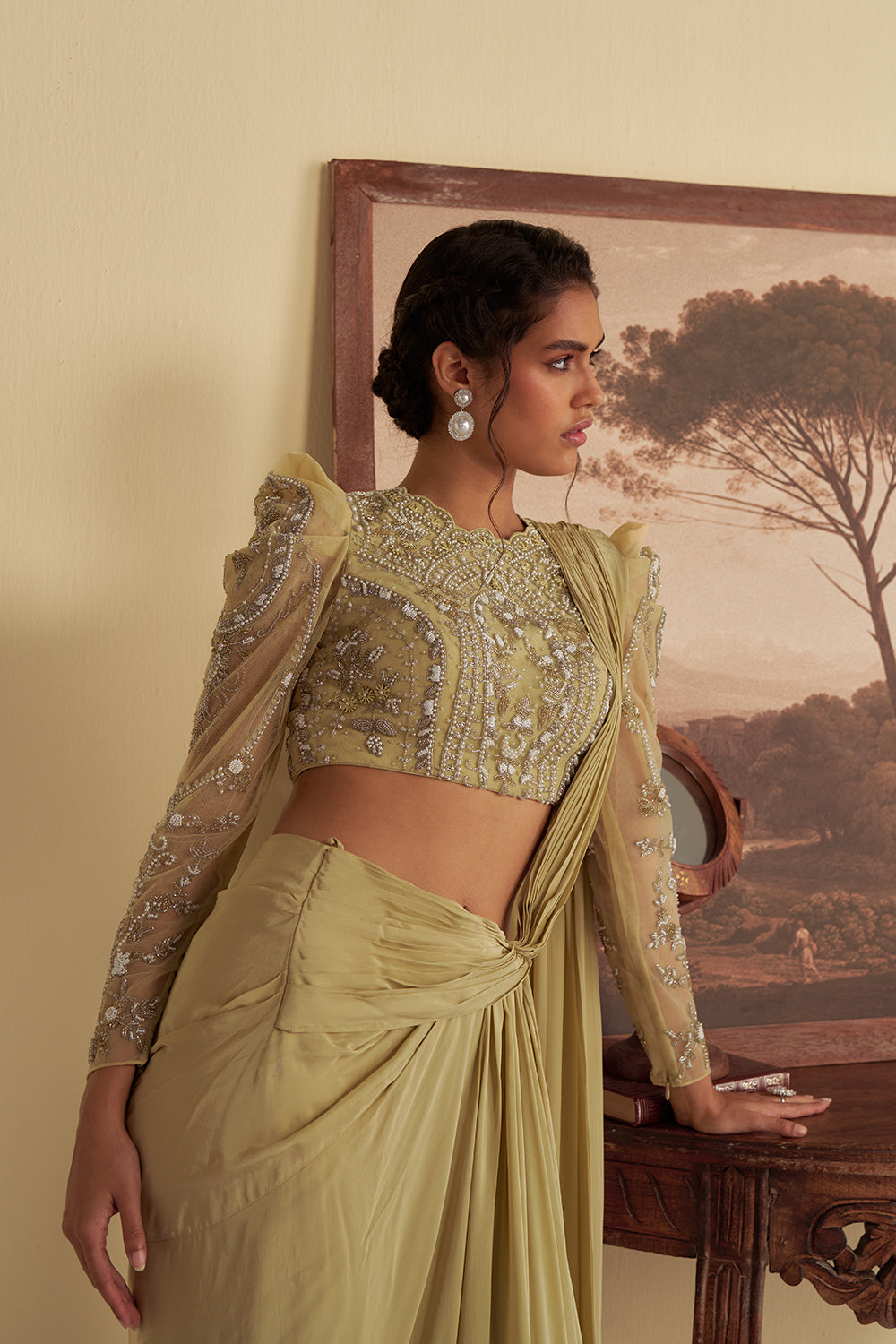 Willow whisper drape saree set
