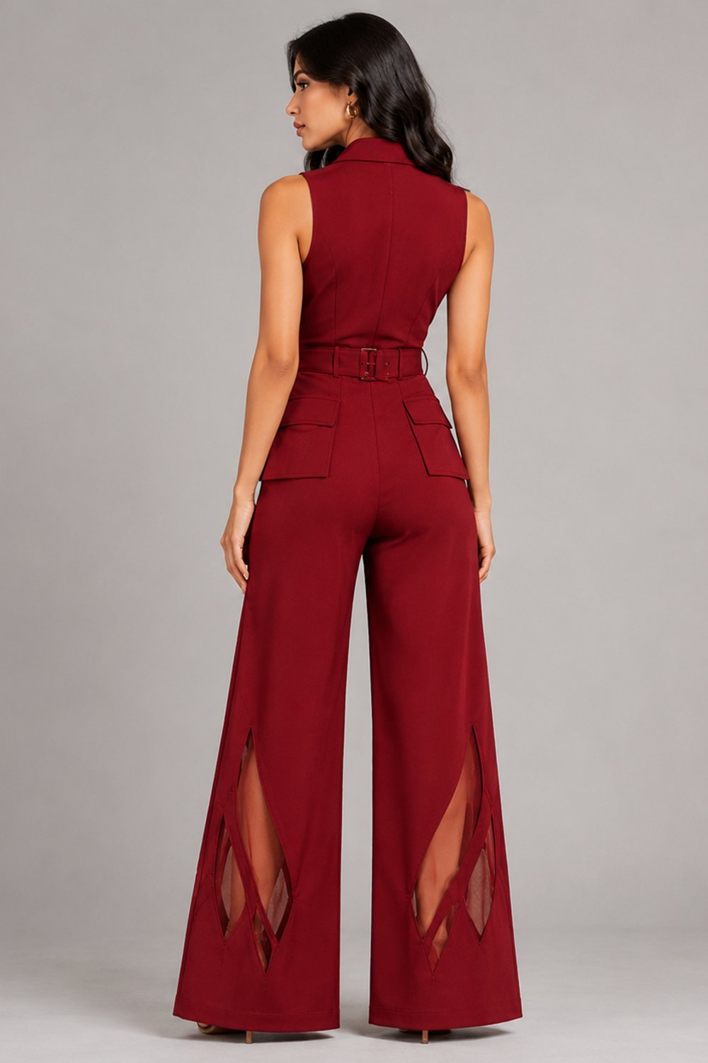 Wine Berry Corset Vest with Belt