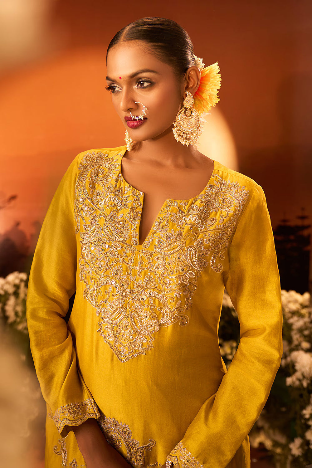 Yellow Embroidered Kurta Set