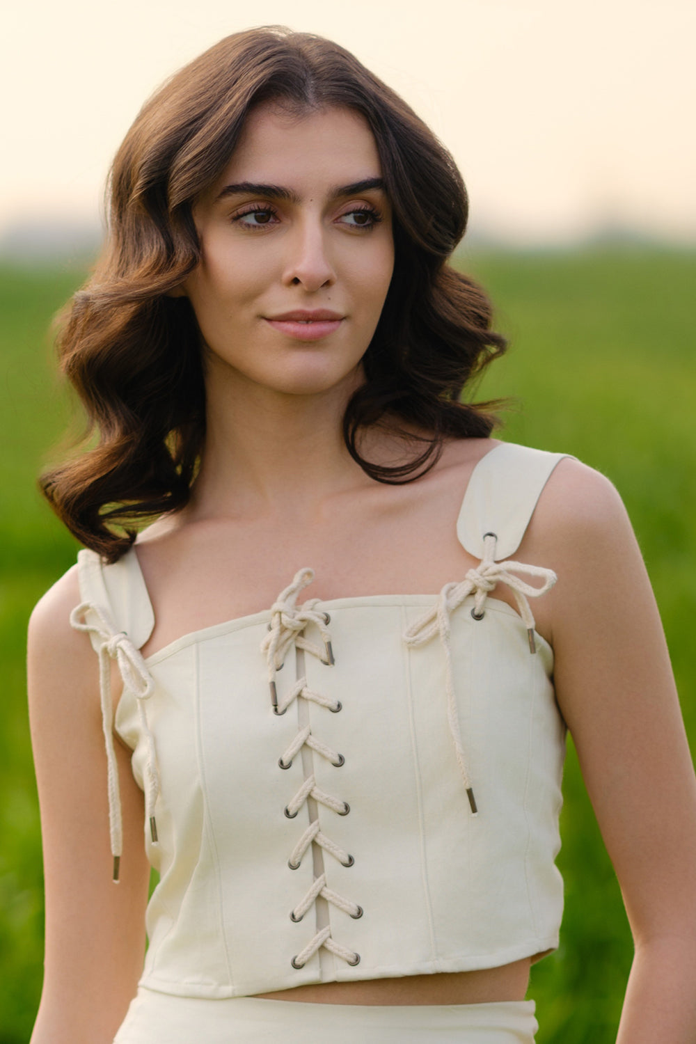 Yellow Meadow Corset Crop Top