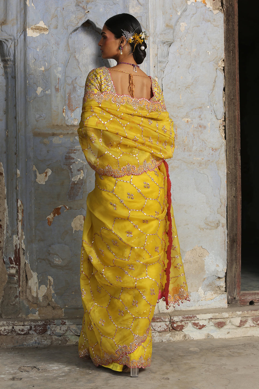 Yellow Organza Saree