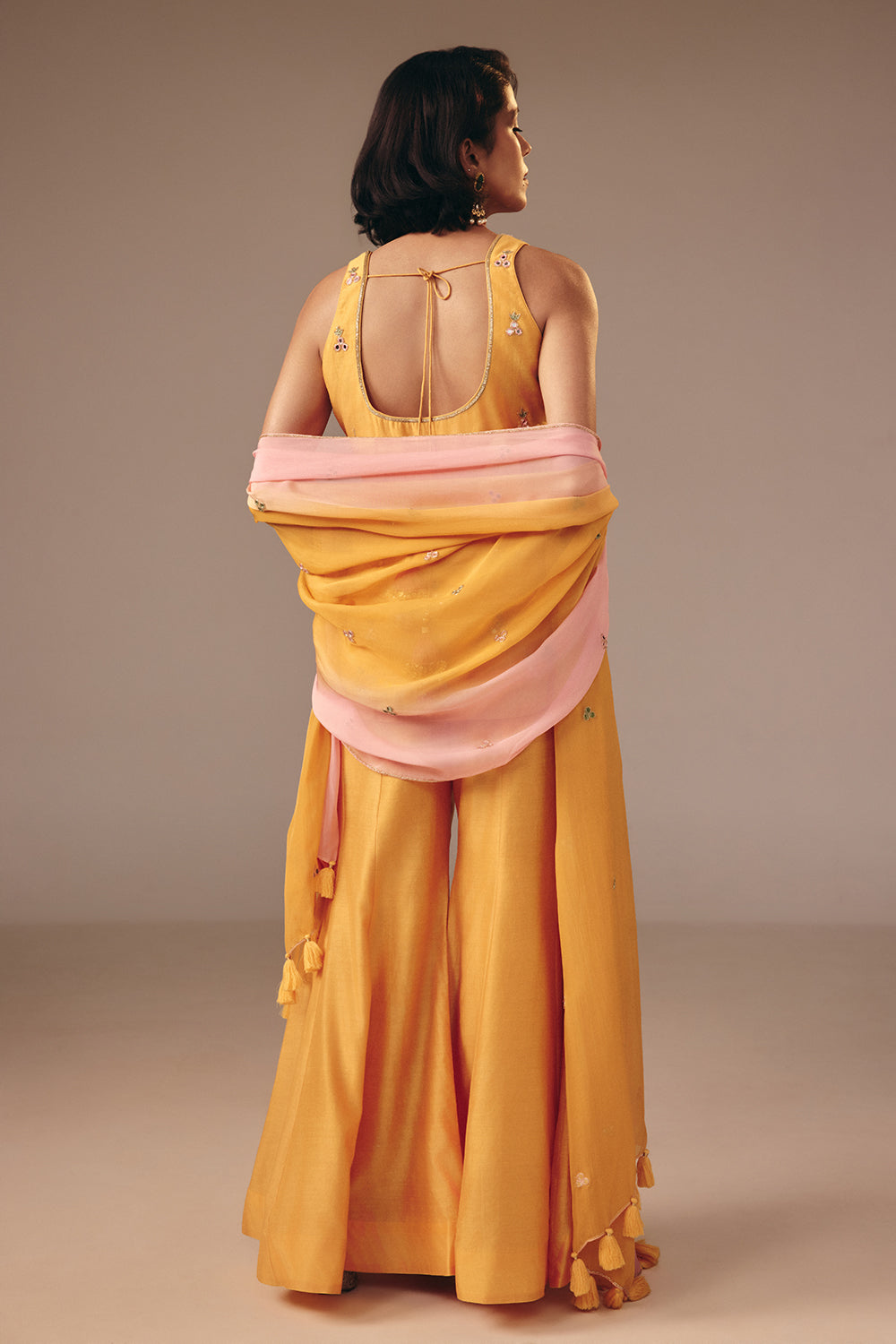 Yellow & Pink Kurta Pant Set