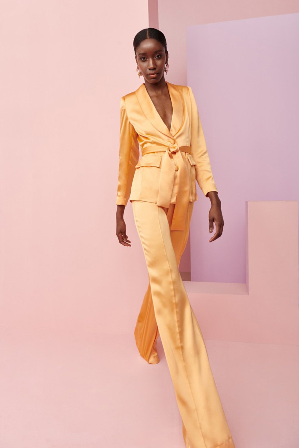 Yellow Satin Blazer Suit