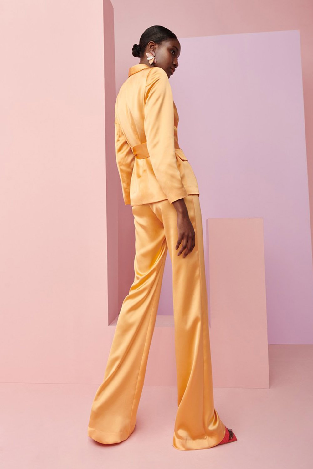 Yellow Satin Blazer Suit