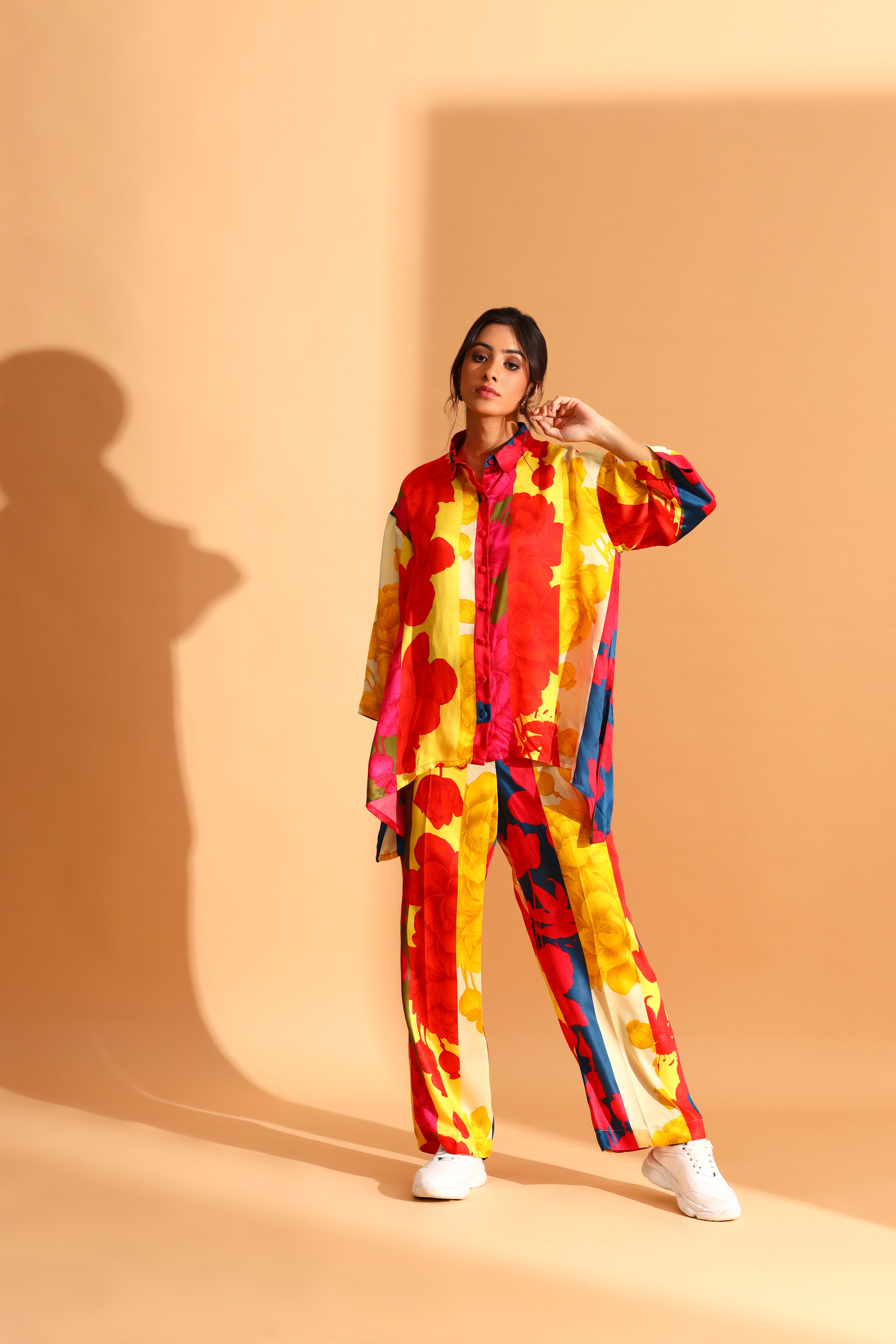 Moh India - Blazing Marigold Shirt & Trousers Co-ords Set