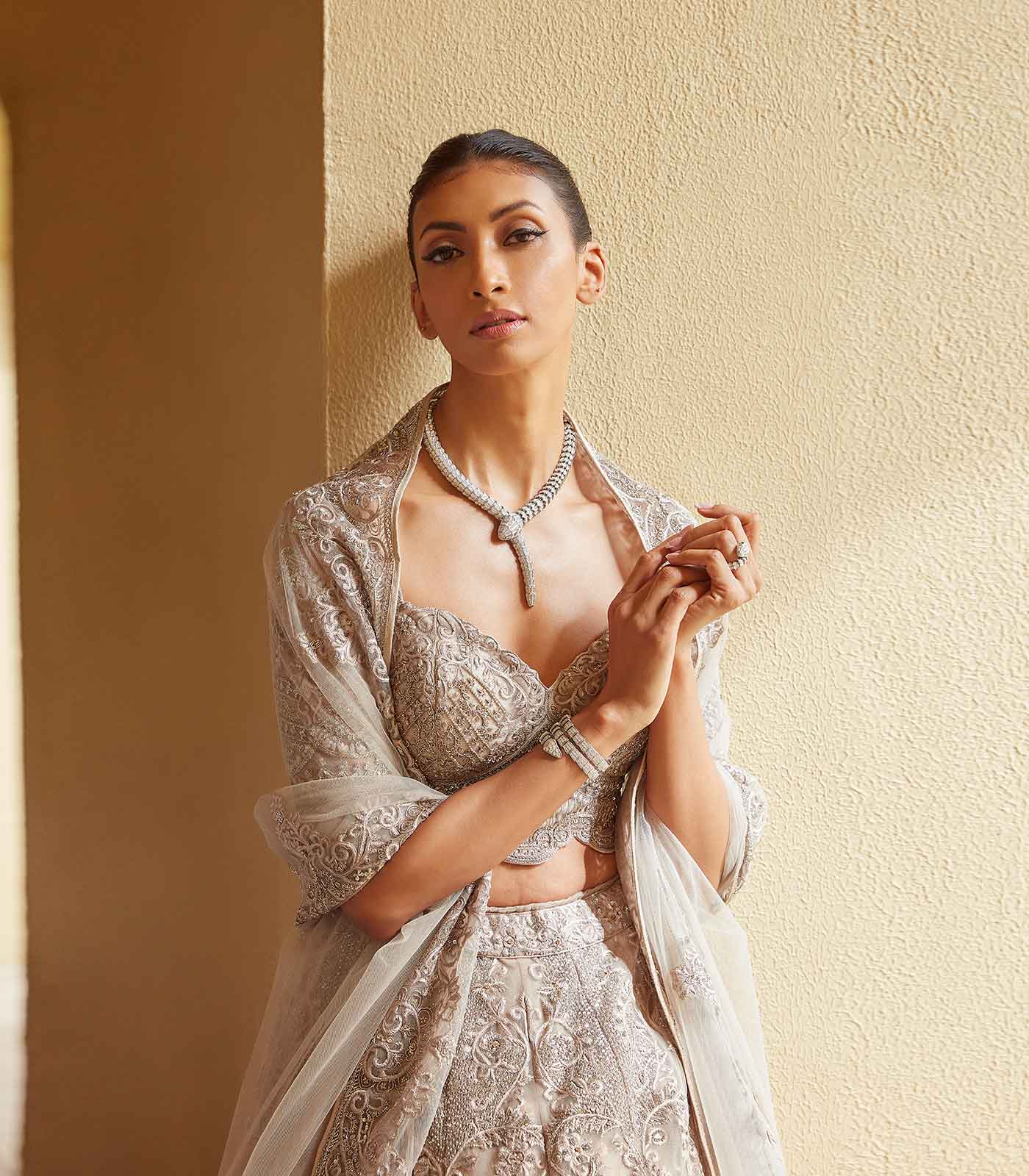 ivory Embroidered Lehenga Set