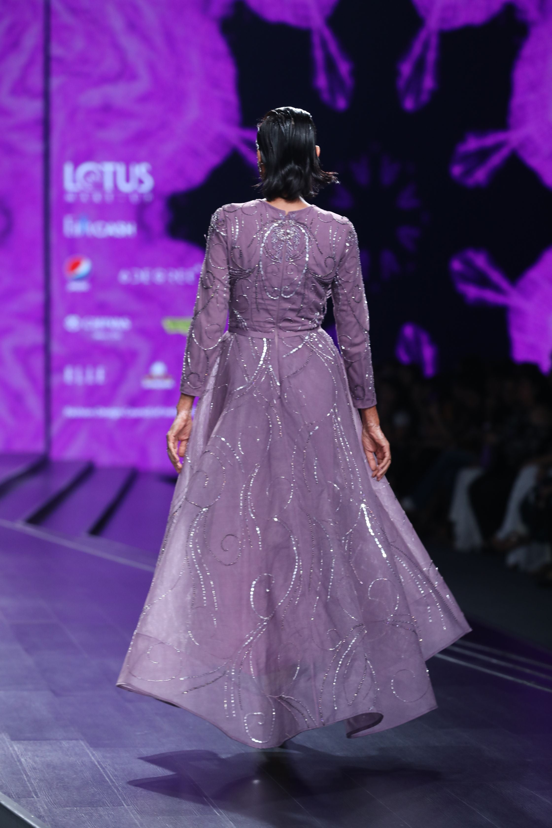 Amit GT - Lavender bird motif dress 