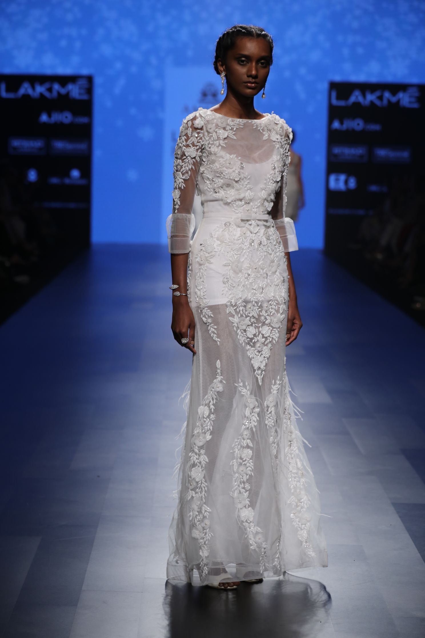 Amit GT - Full hand embroidered white gown