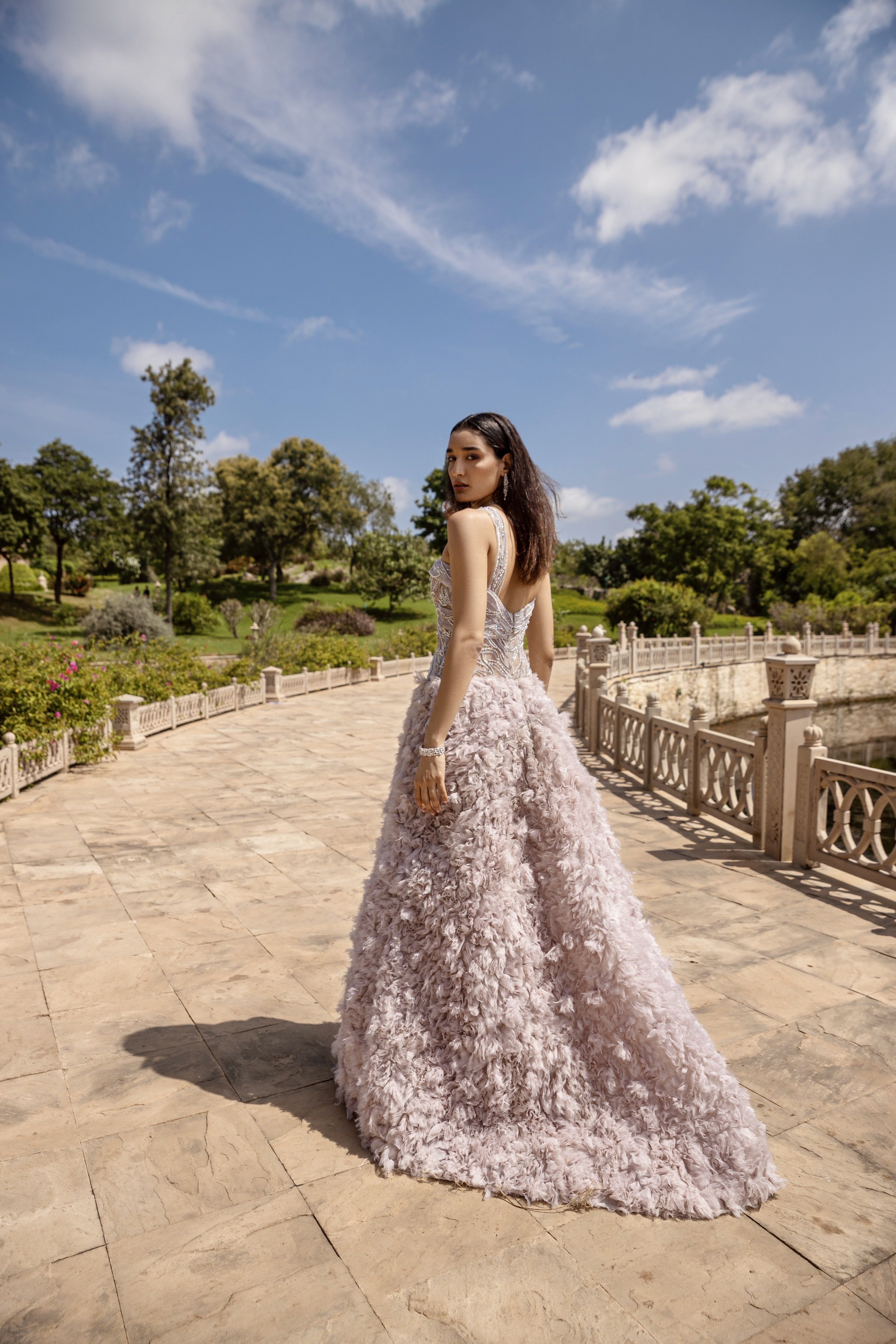 Amit GT - Grey Ruffle Astrid Ball Gown