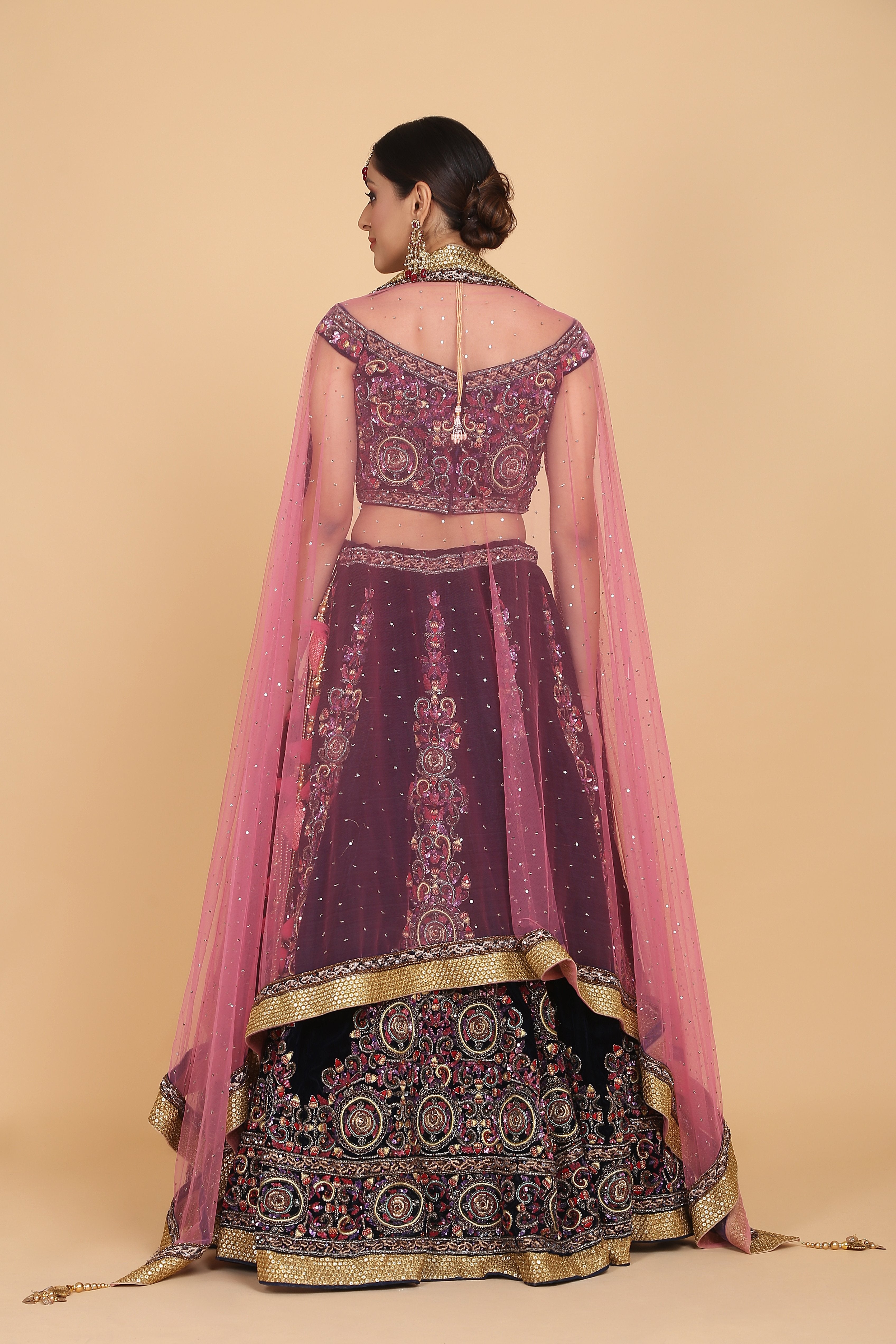 Amit GT - Intricately Embroidered Velvet Bridal Lehenga Set