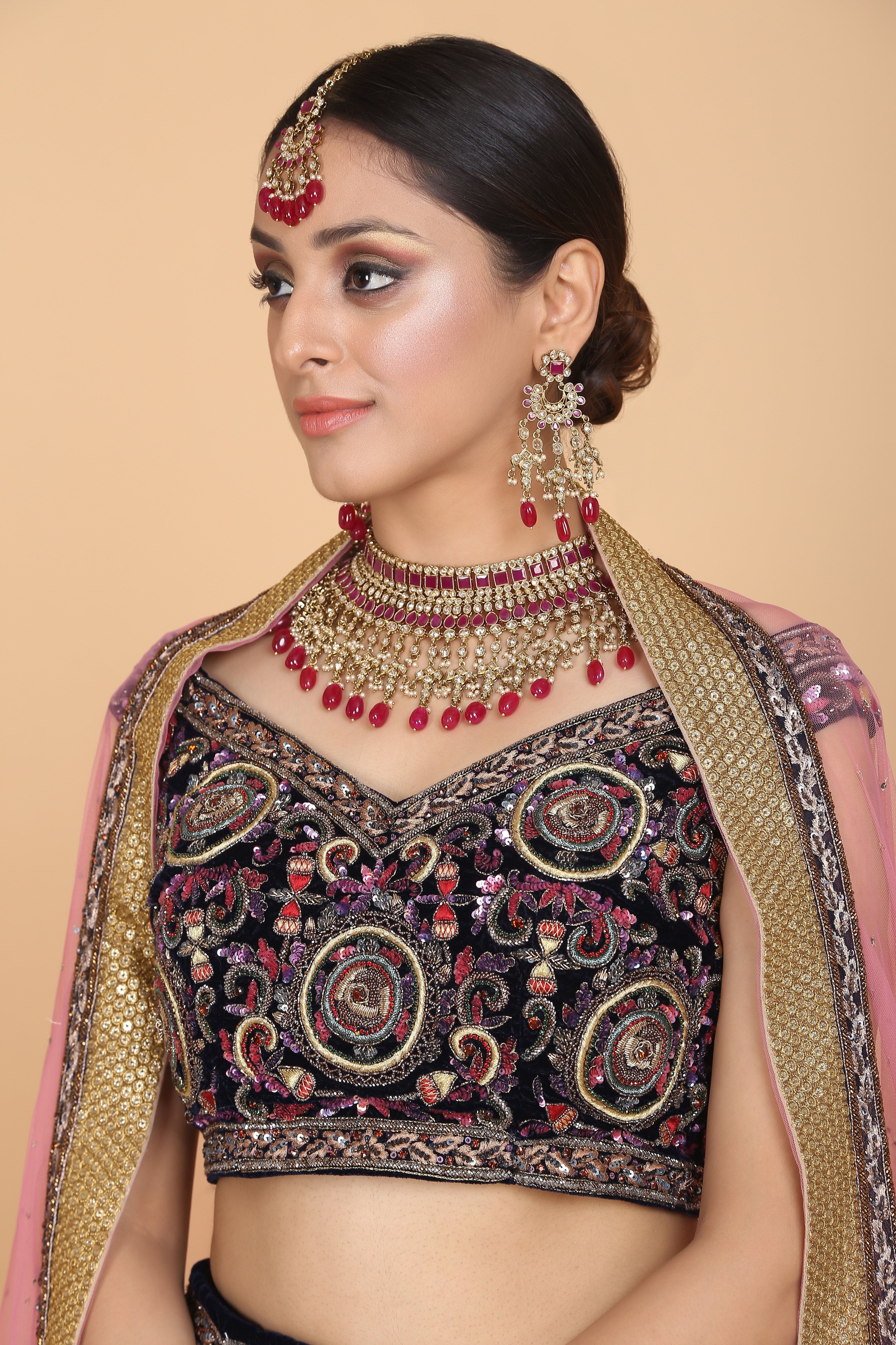 Amit GT - Intricately Embroidered Velvet Bridal Lehenga Set
