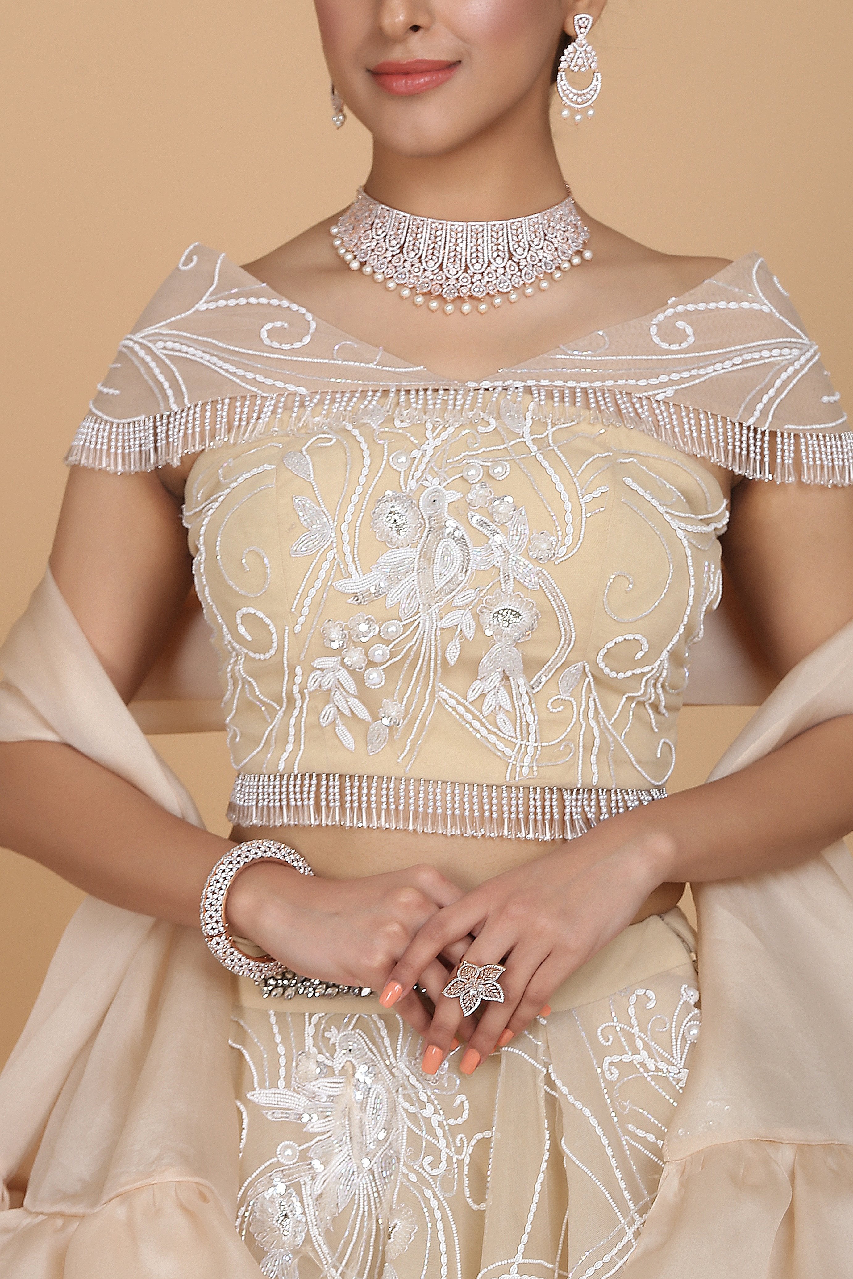 Amit GT - Bird Motif Embroidered Bridal Lehenga Set