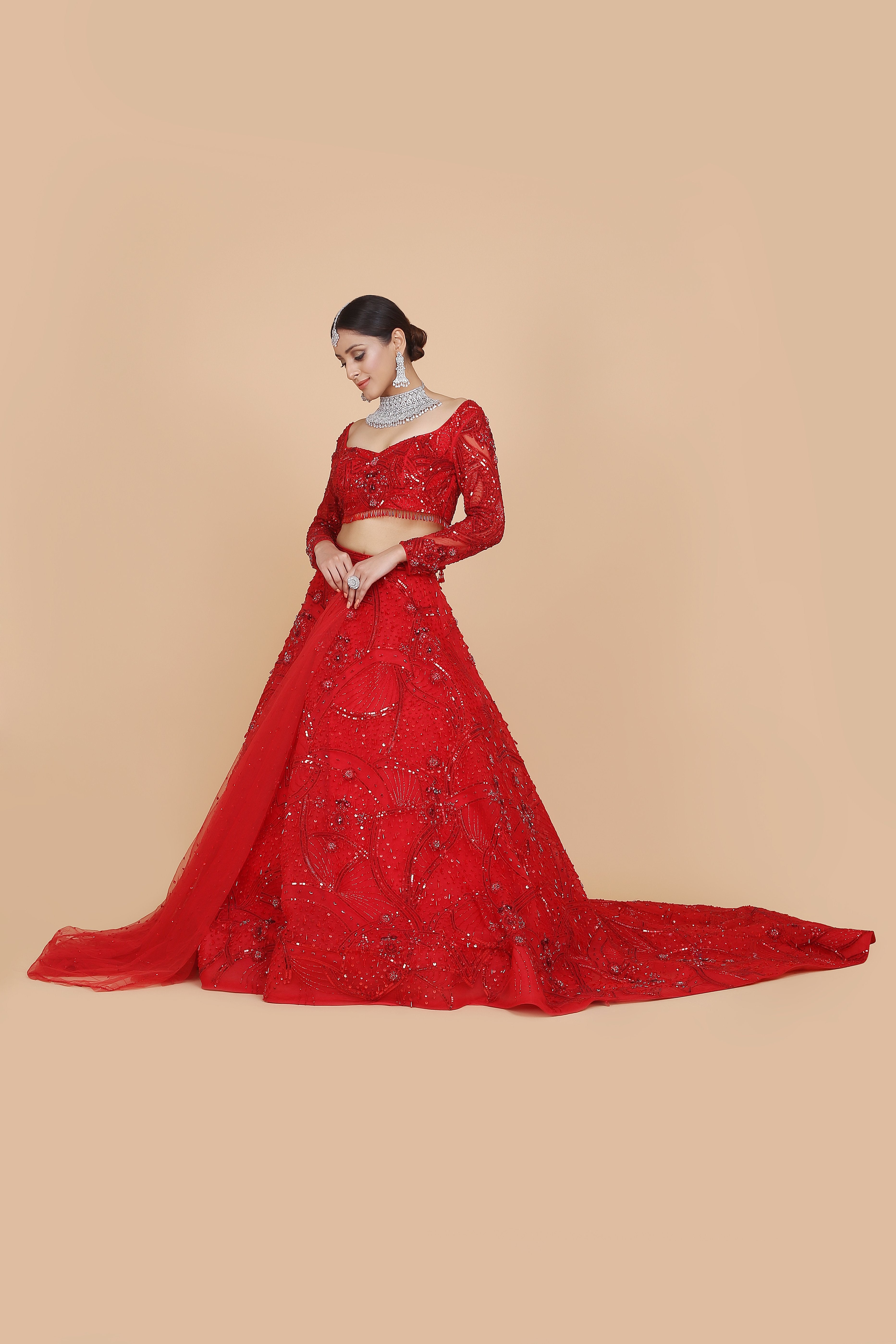 Amit GT - Red Embroidered Lehenga Set