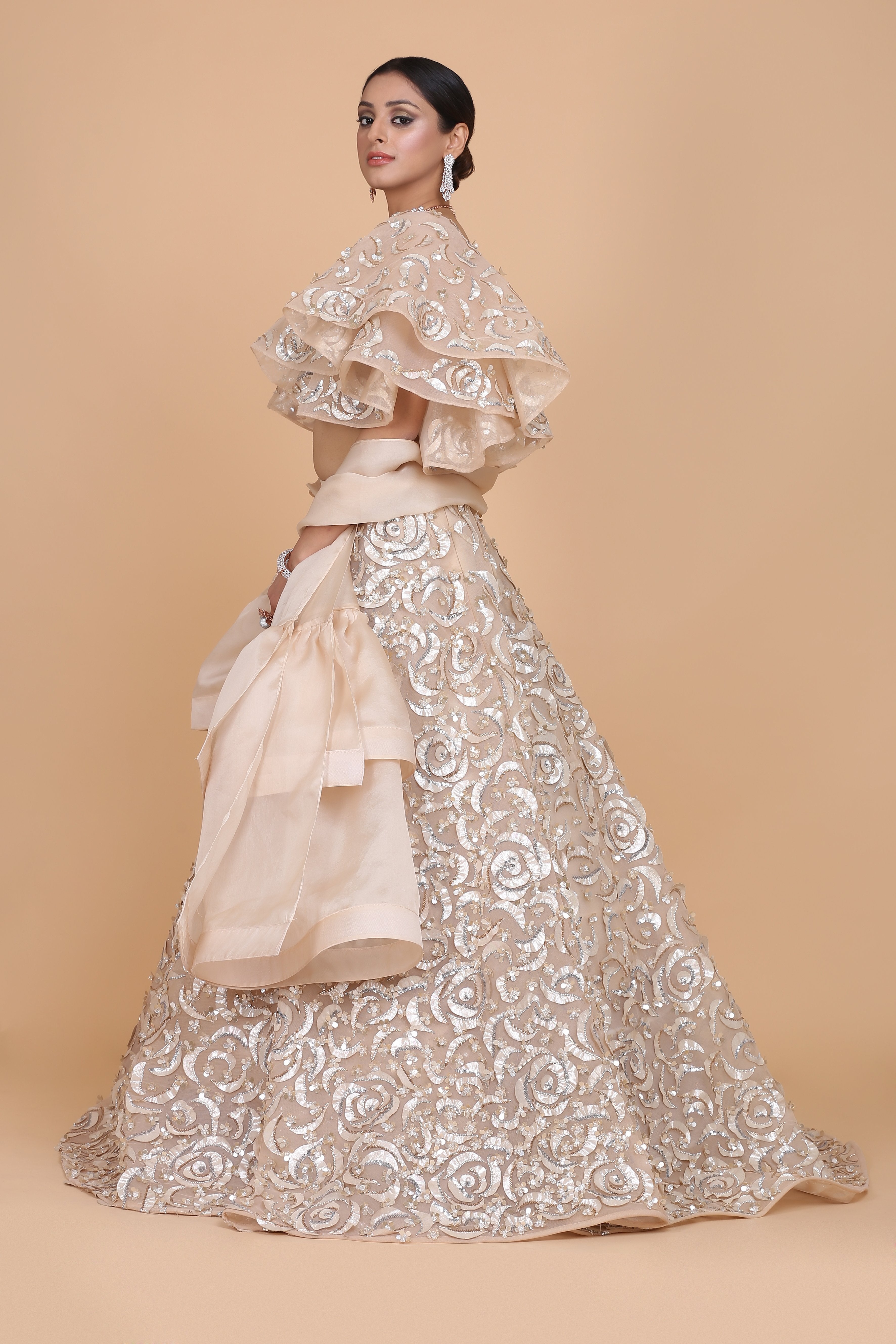 Amit GT - Rossette Embroidered Bridal Lehenga Set