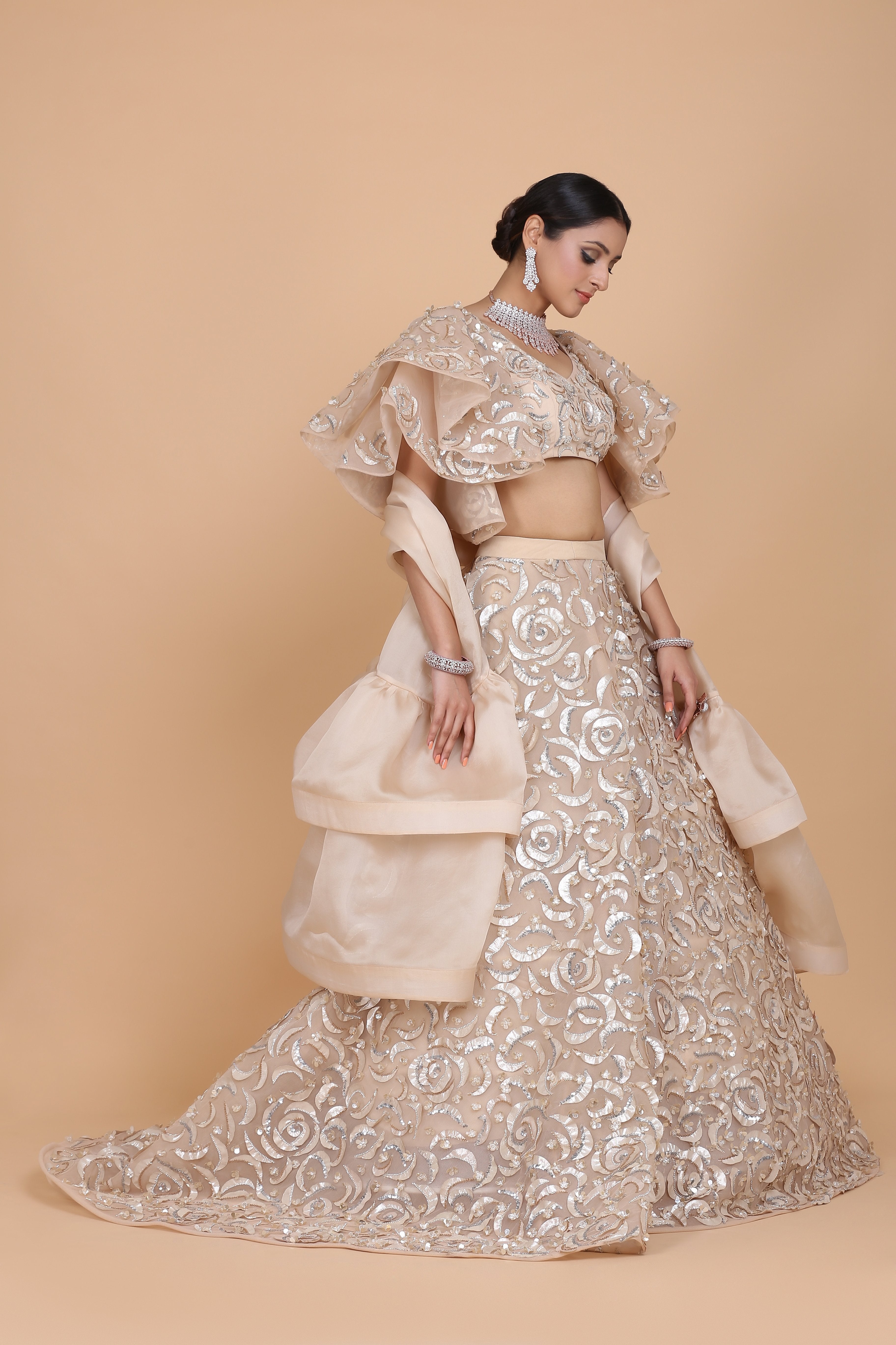Amit GT - Rossette Embroidered Bridal Lehenga Set