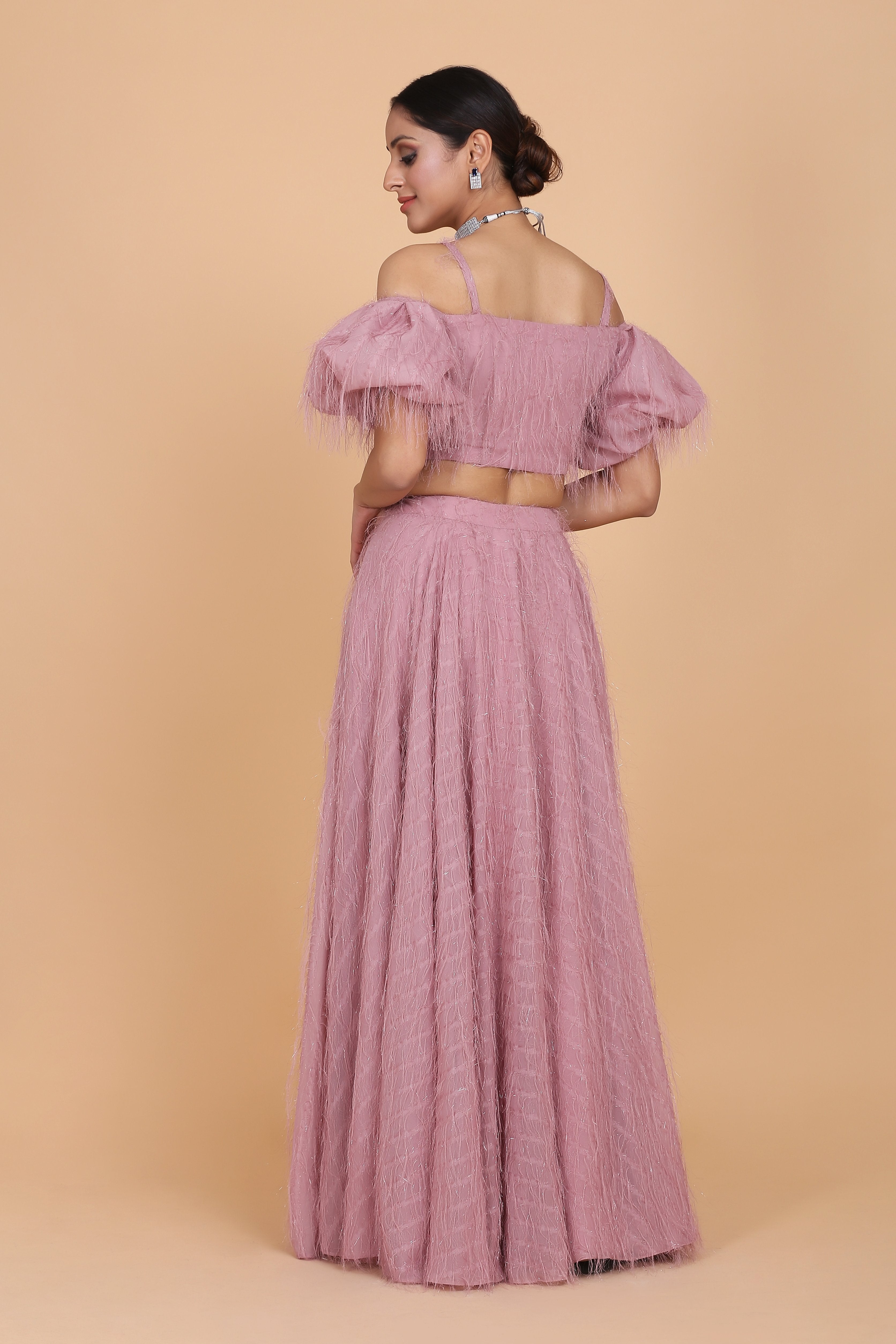 Amit GT - Fringe Cold Shoulder Top & Lehenga Set
