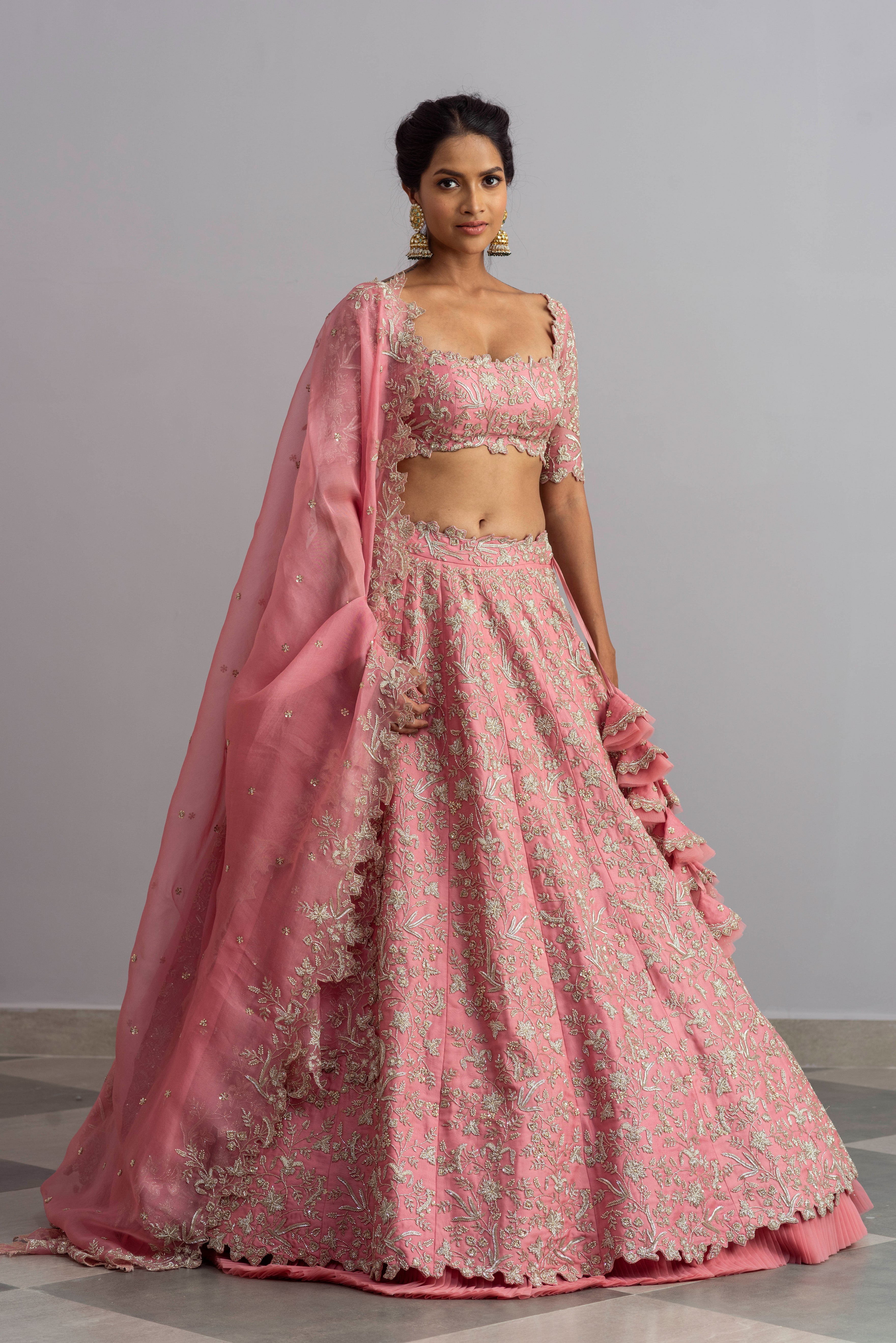 Anushree Reddy - Taabiir - Rose Pink Embroidered Lehenga Set