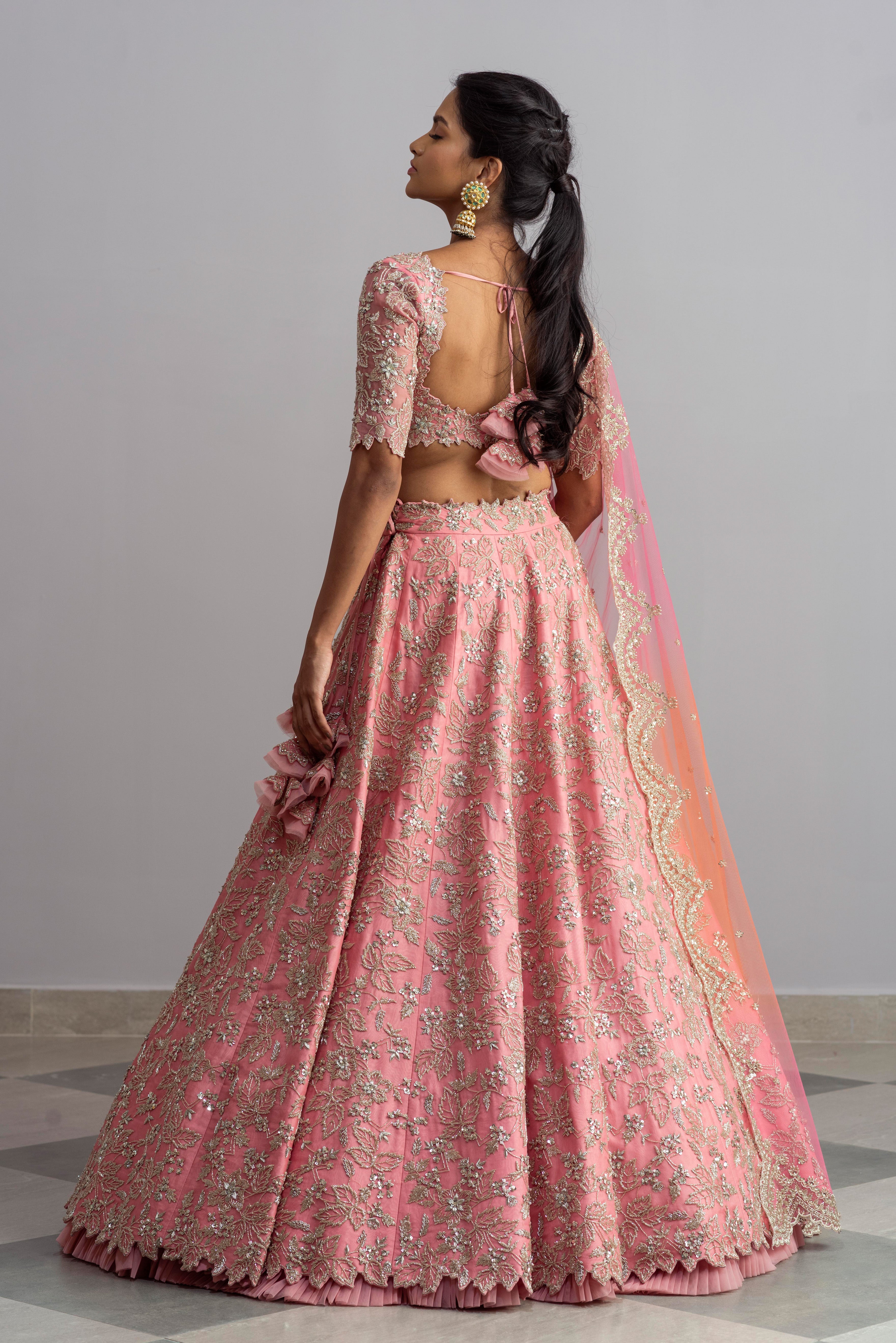 Anushree Reddy - Shabnam - Powder Pink Embroidered Lehenga Set