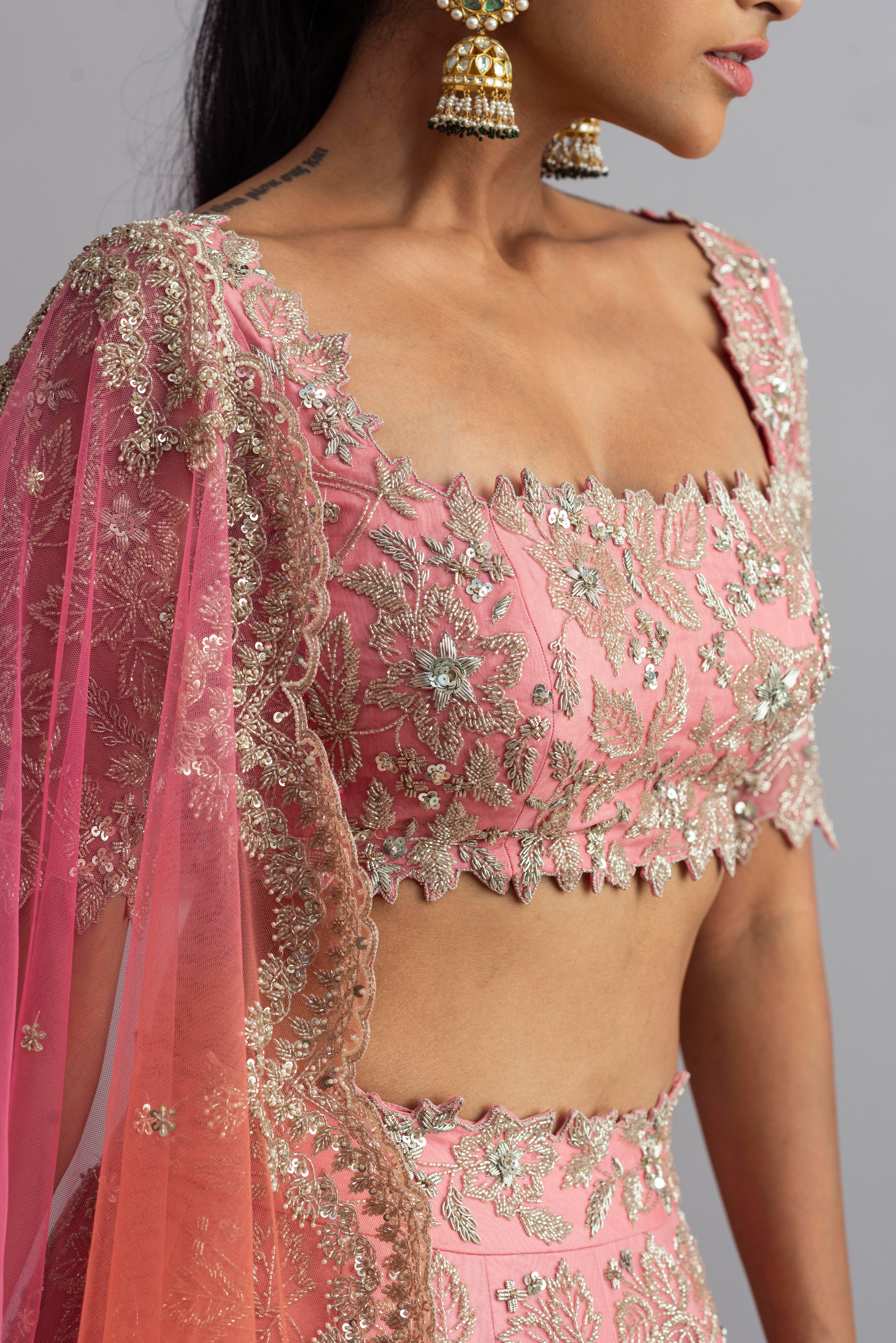 Anushree Reddy - Shabnam - Powder Pink Embroidered Lehenga Set