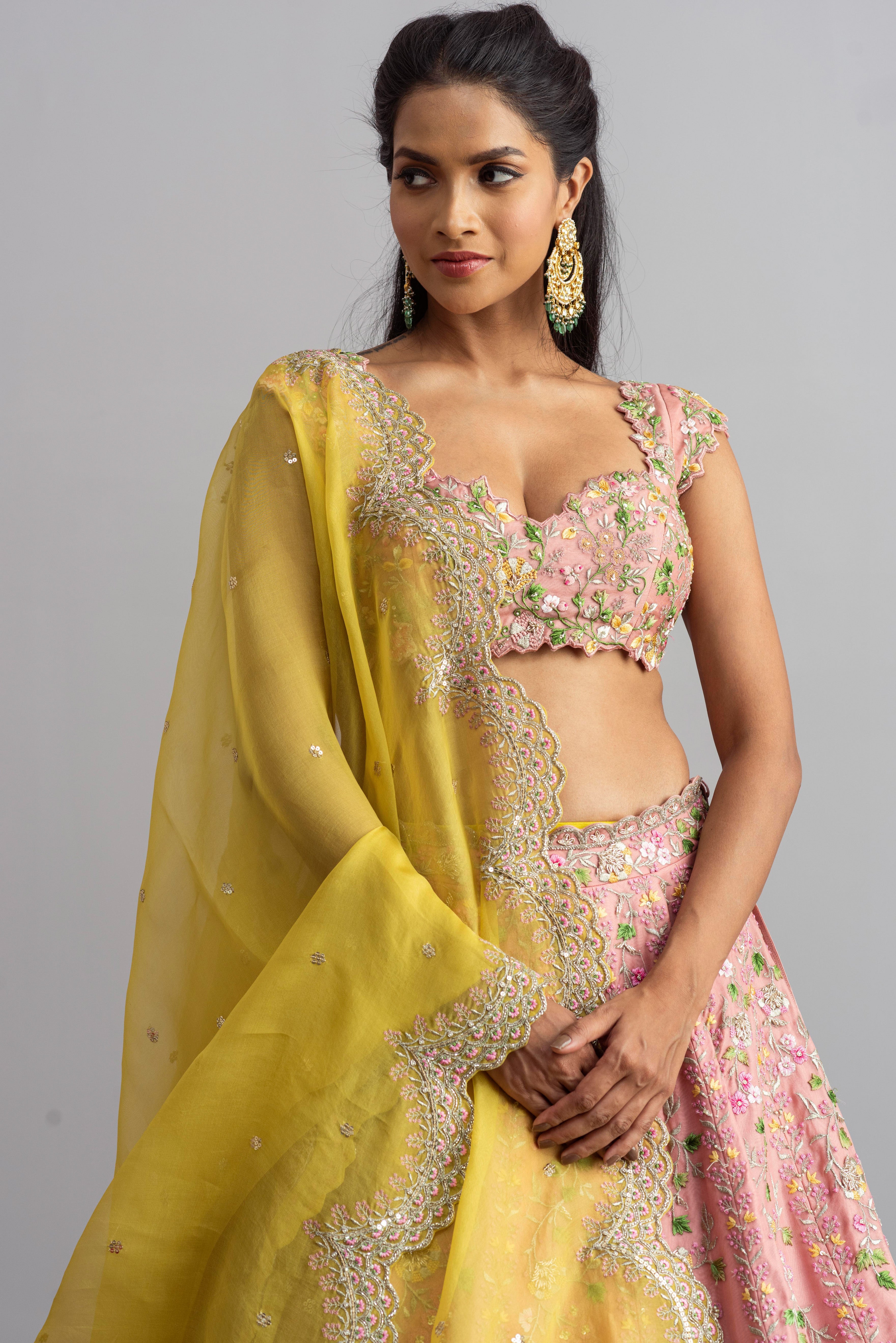 Anushree Reddy - Naayaab - Rose Pink Embroidered Lehenga Set