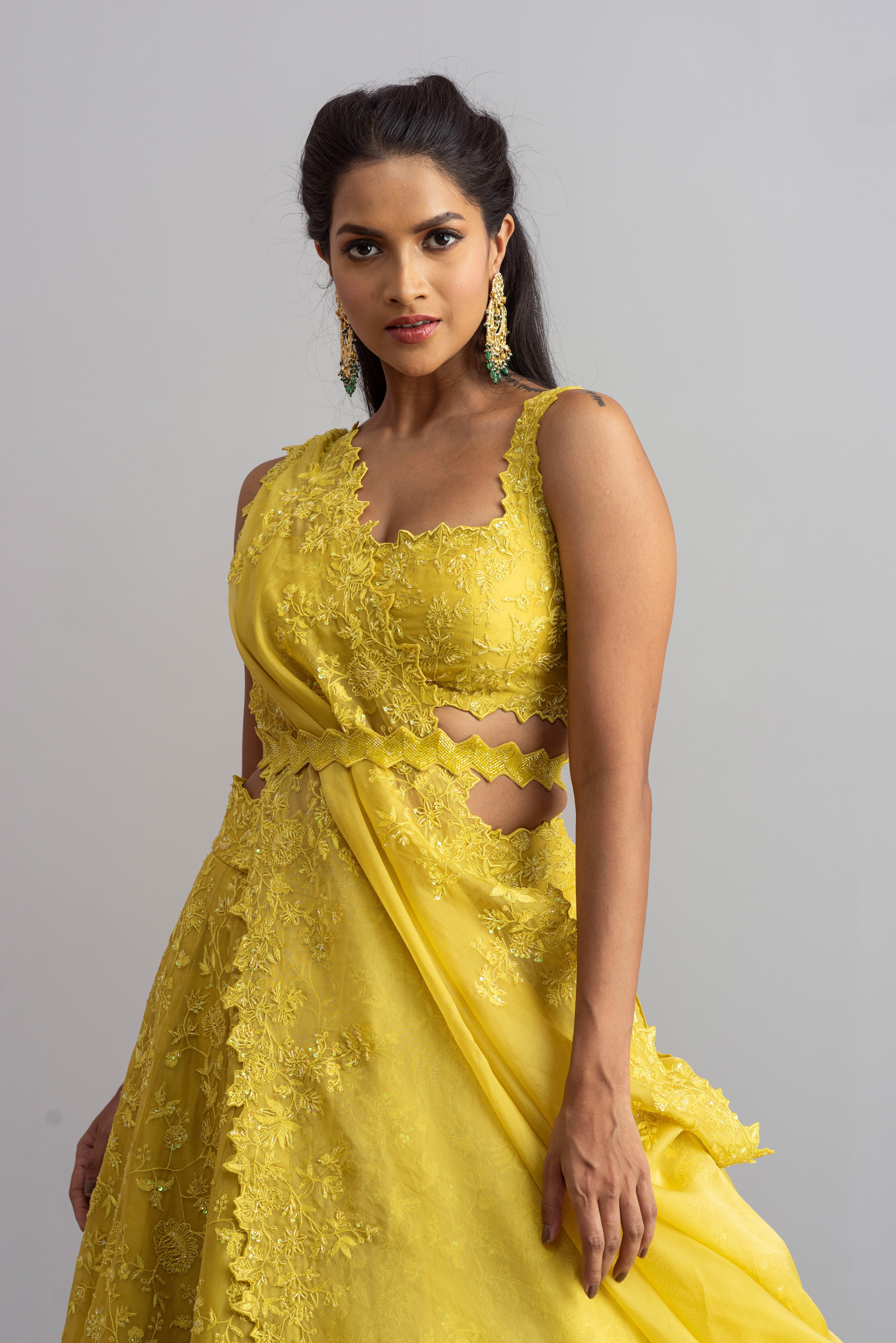 Anushree Reddy - Shams - Yellow Embroidered Lehenga Set