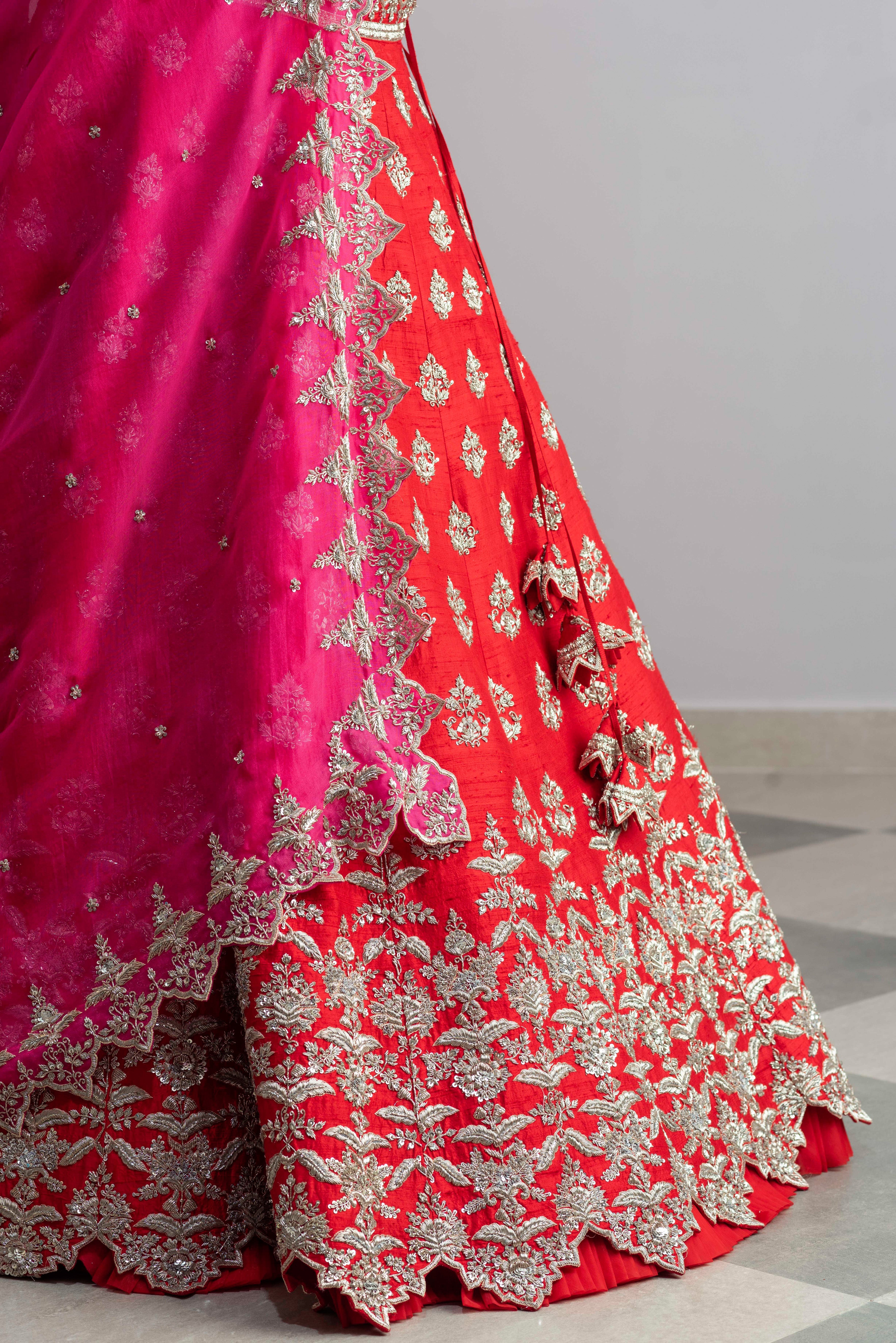 Anushree Reddy - Haafiza - Red Embroidered Lehenga Set