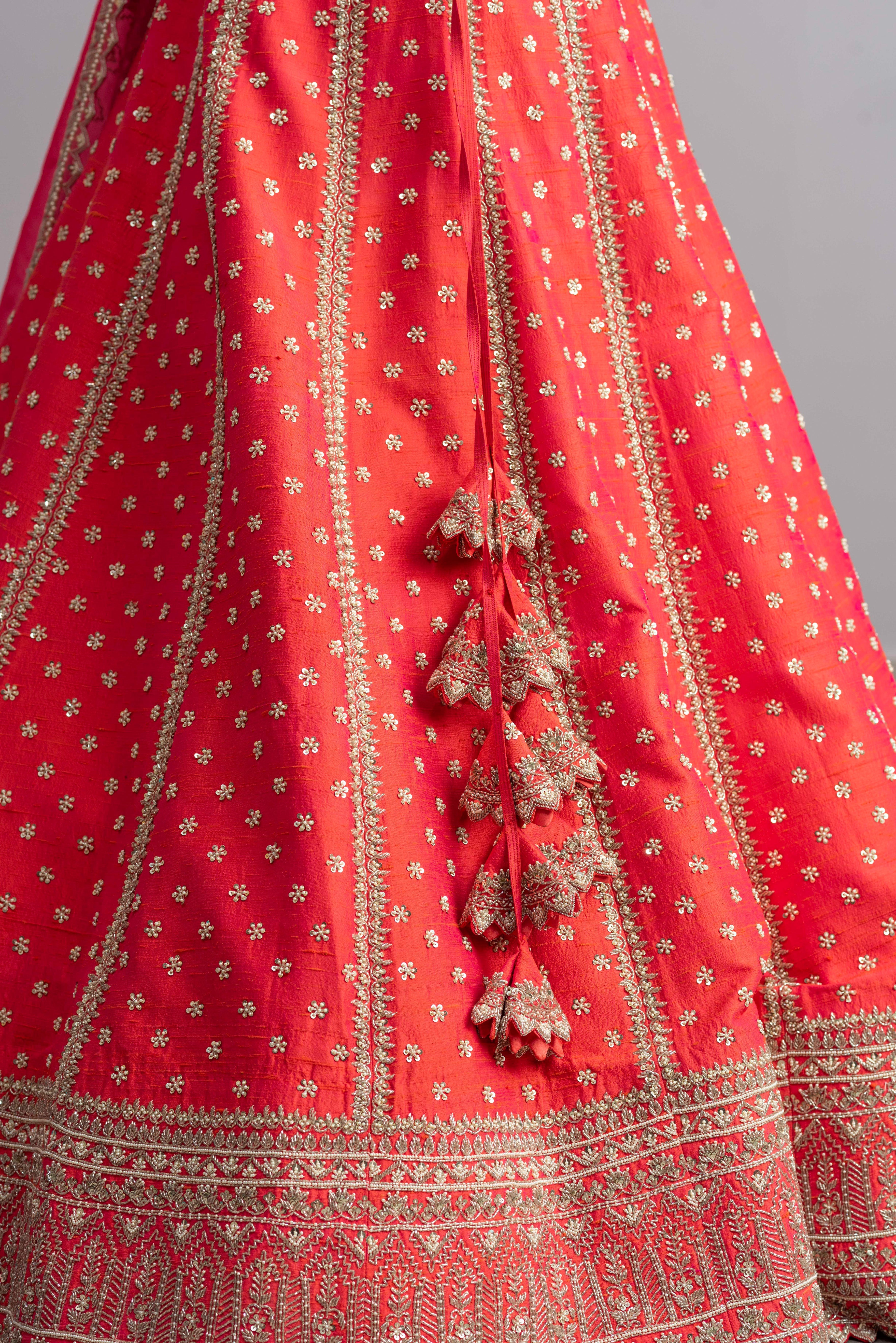 Anushree Reddy - Riwaayat - Flame Red Embroidered Lehenga Set