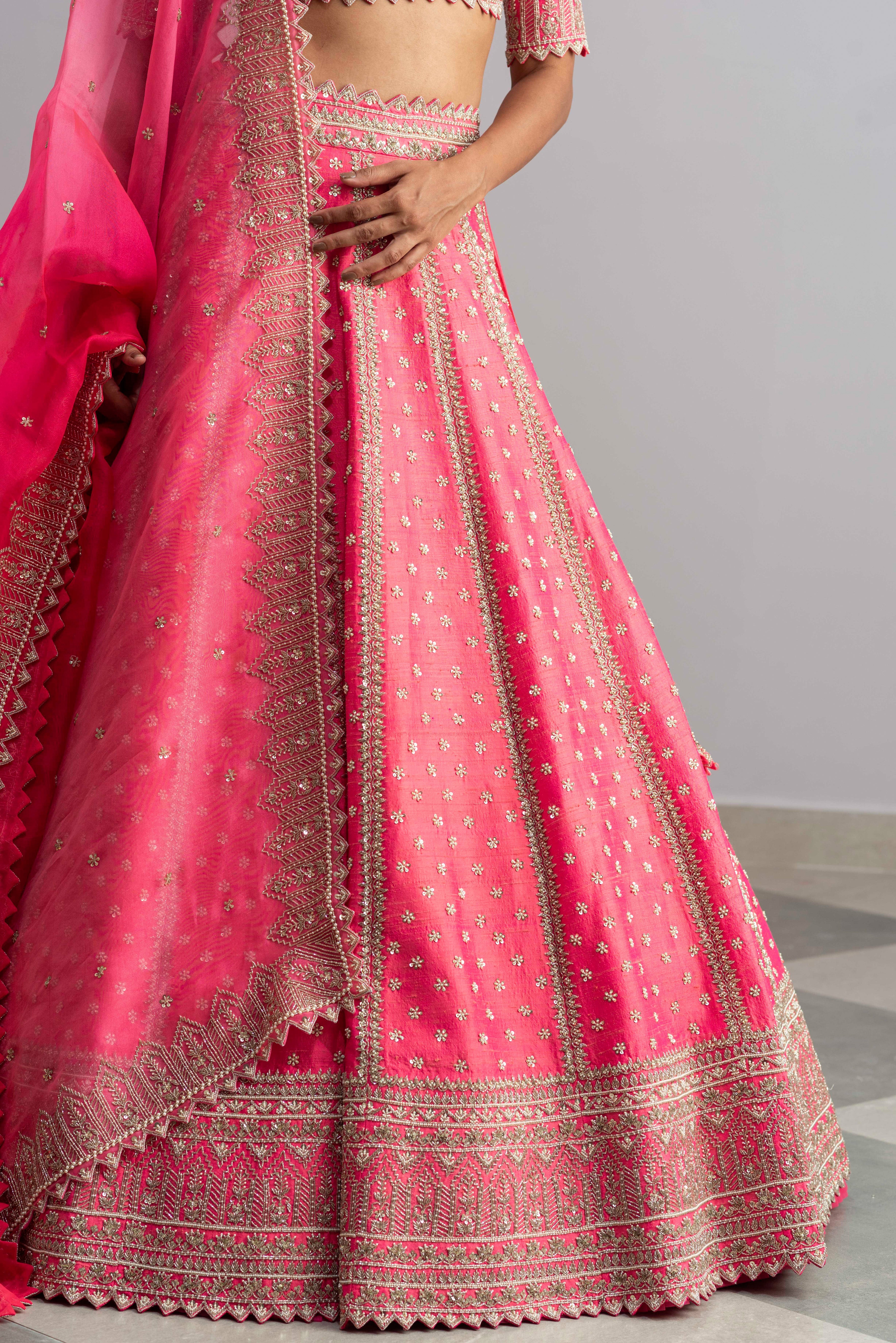 Anushree Reddy - Riwaayat - Candy Pink Embroidered Lehenga Set