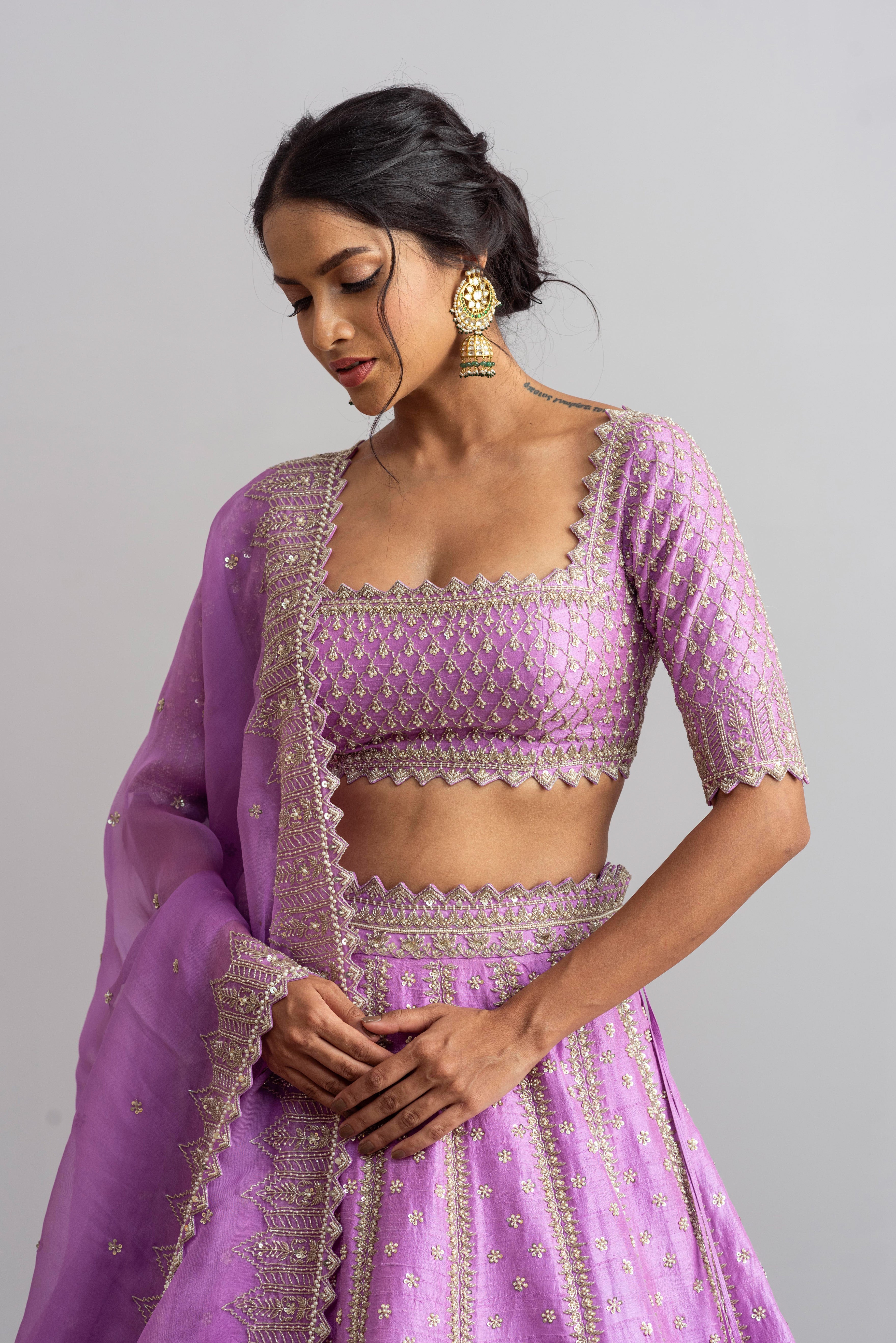 Anushree Reddy - Riwaayat - Lavender Embroidered Lehenga Set