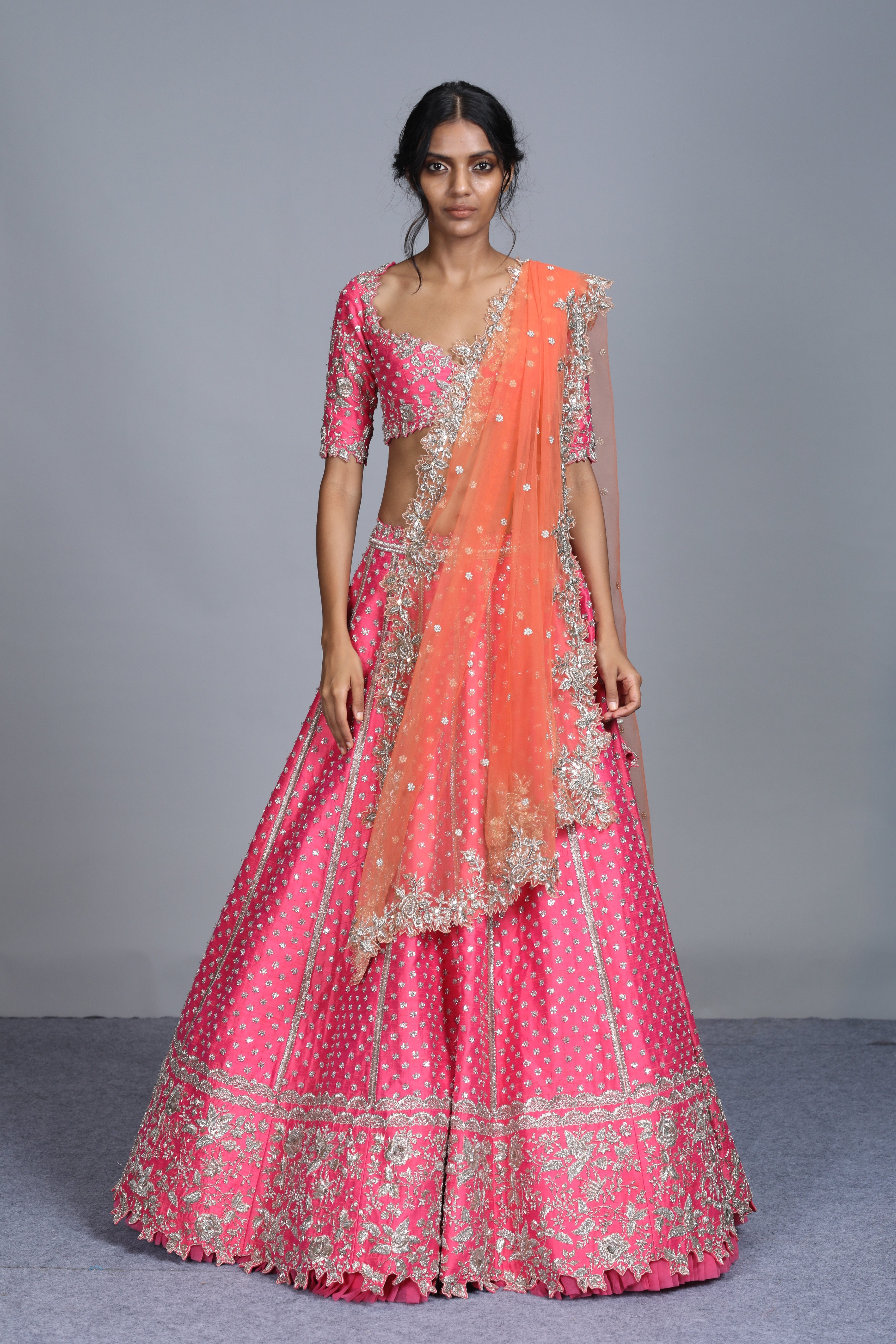 Anushree Reddy - Noora - Pink Raw Silk Embroidered Lehenga Set