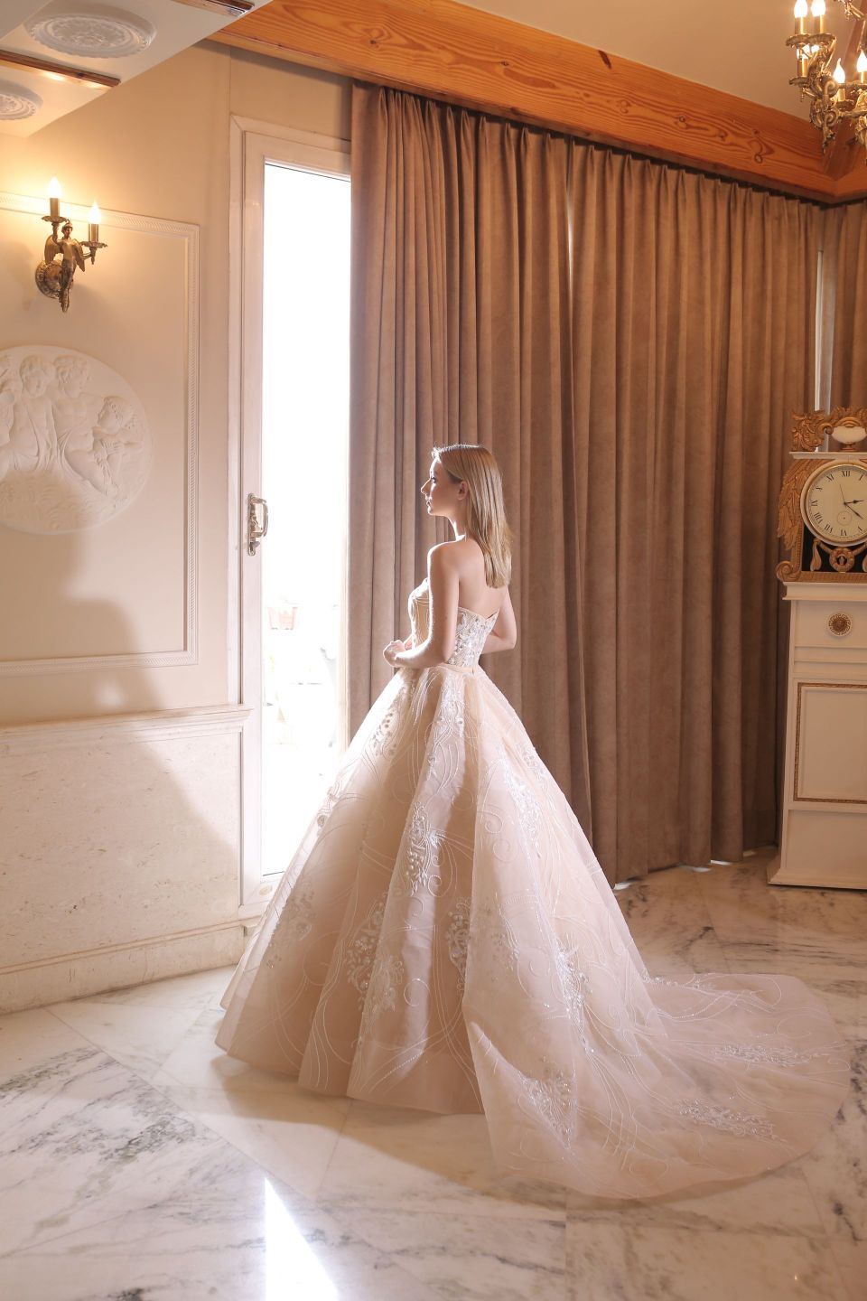 Beige bridal gown