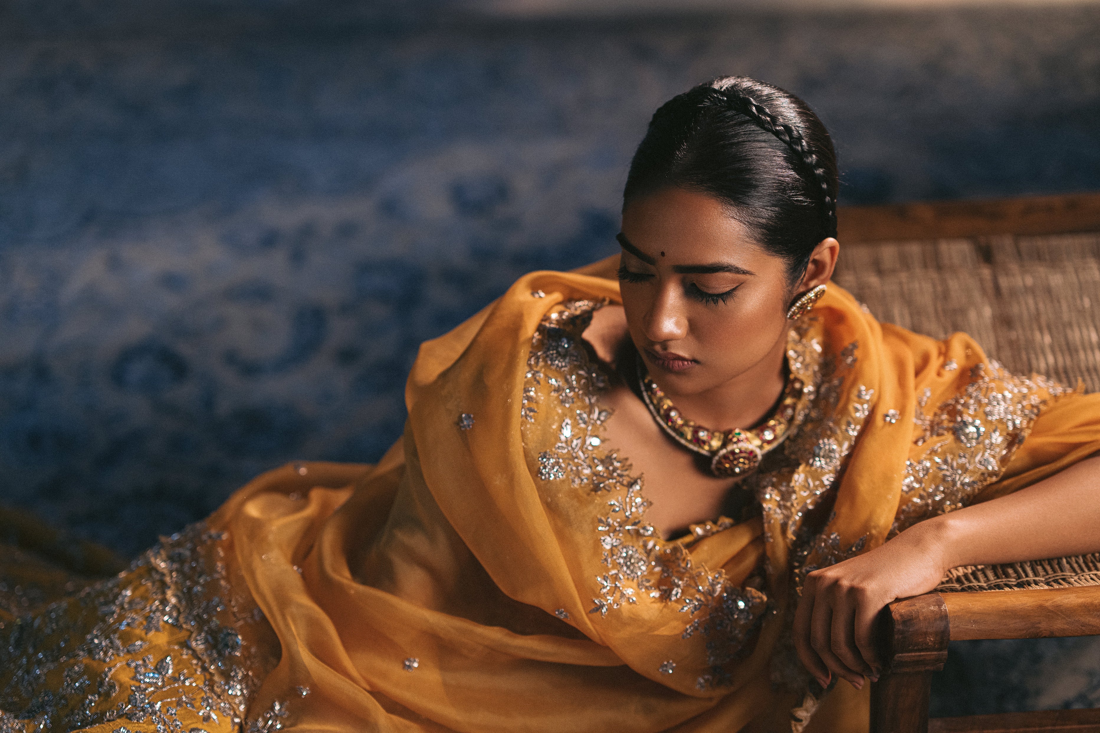 Anushree Reddy - Hasini - Mustard Yellow Embroidered Lehenga Set