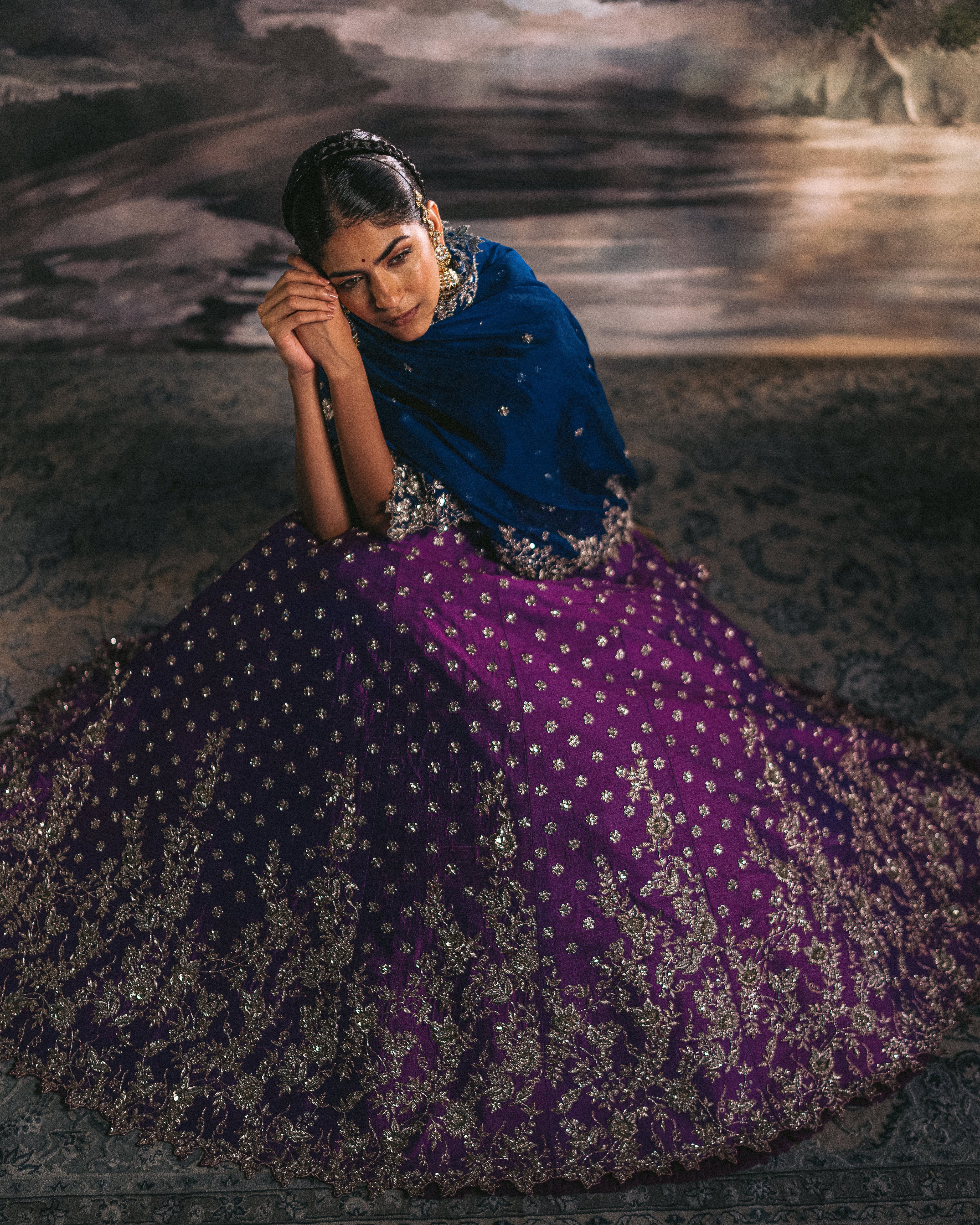 Anushree Reddy - Rewa - Purple Embroidered Lehenga Set
