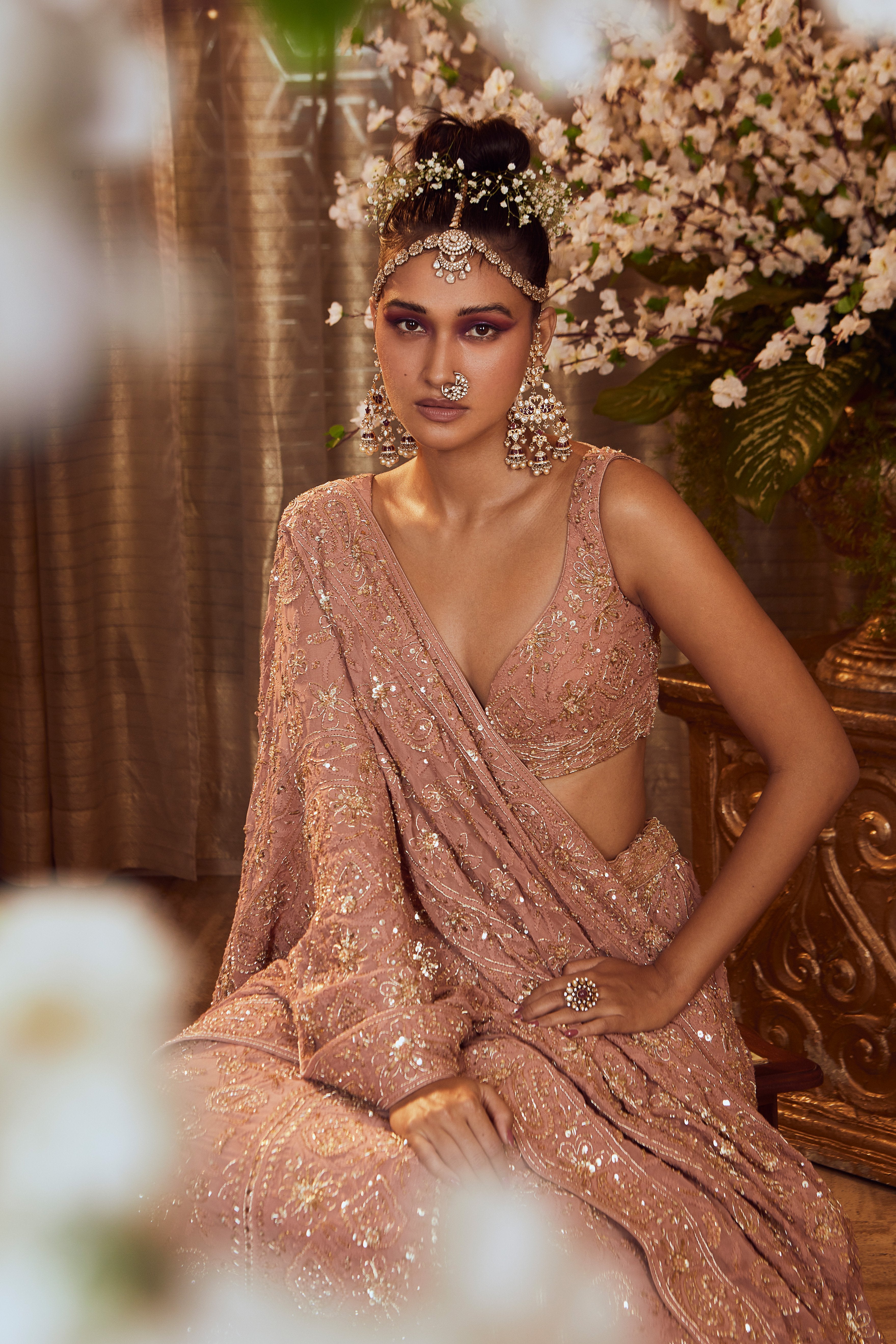 Bindani by Jigar & Nikita - Sandstone Hand Embroidered Lehenga Set