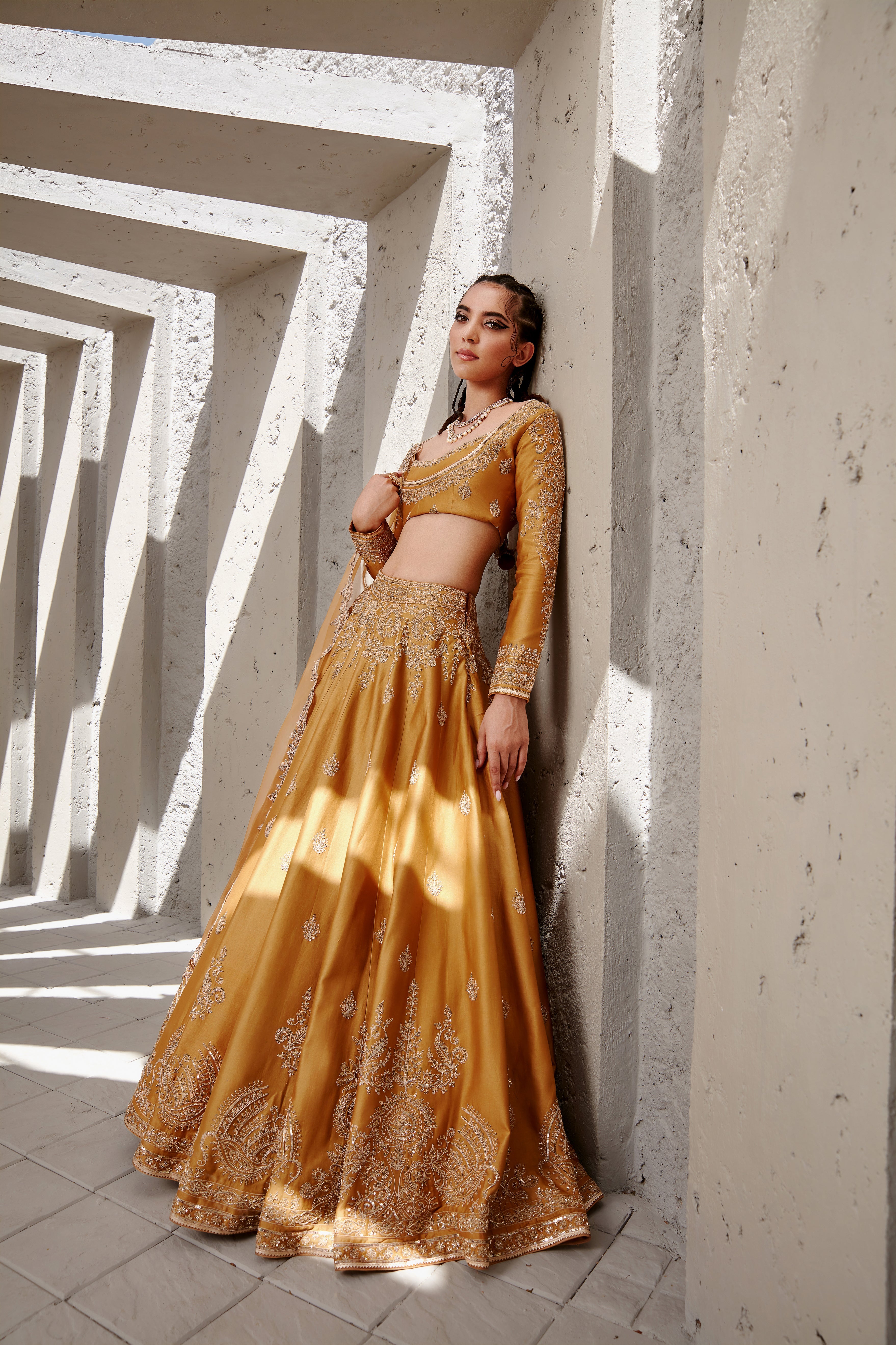 Jigar Mali - Tuscan Mustard Lehenga Set